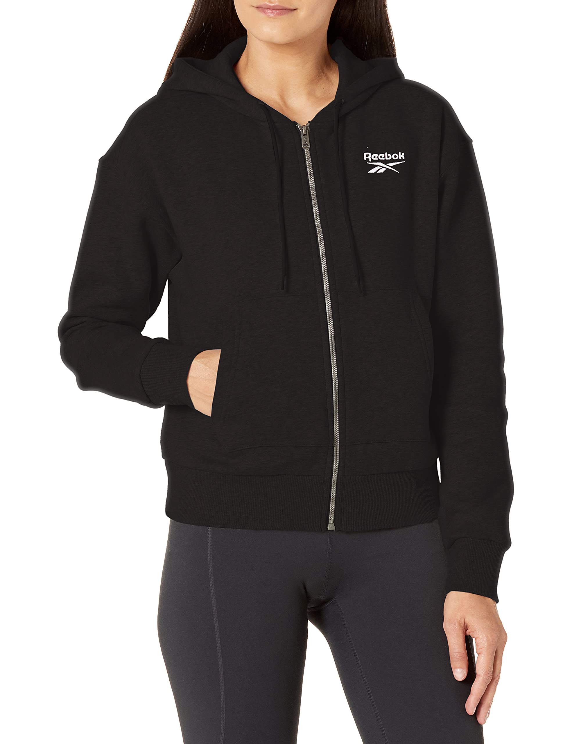 Reebok Women's Full-Zip Hooded Sweatshirt - Soft Fleece Pullover for Running, Gym & Casual Wear