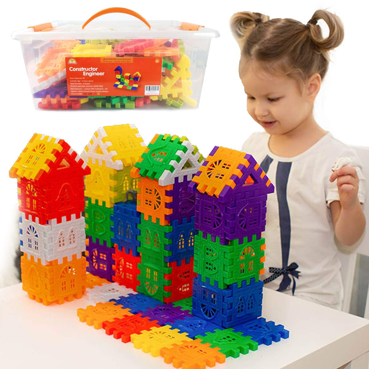 STEM Building Toys for Kids Ages 4-8 | RAINBOW TOYFROG Waffle Blocks with Storage Container | Educational Kindergarten & Preschool Manipulatives | Creative Play for Toddlers & Children | Perfect for Classroom, Home Learning & Birthday Gifts