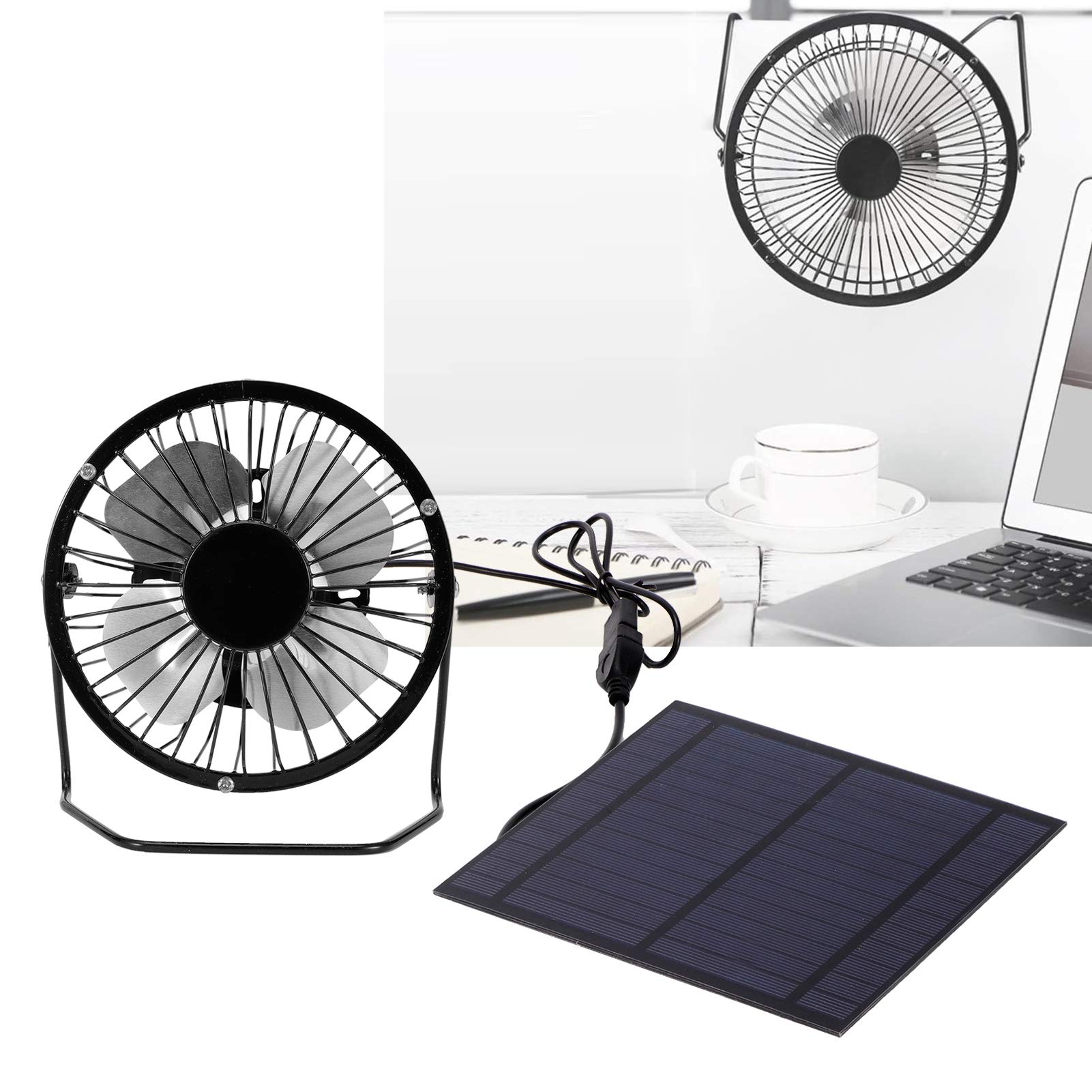5W Solar Powered Fan with Mini Solar Panel - Portable Cooling Fan for Greenhouse, Dog House, RV, Trailer - Ideal for Outdoor Ventilation & Energy Savings