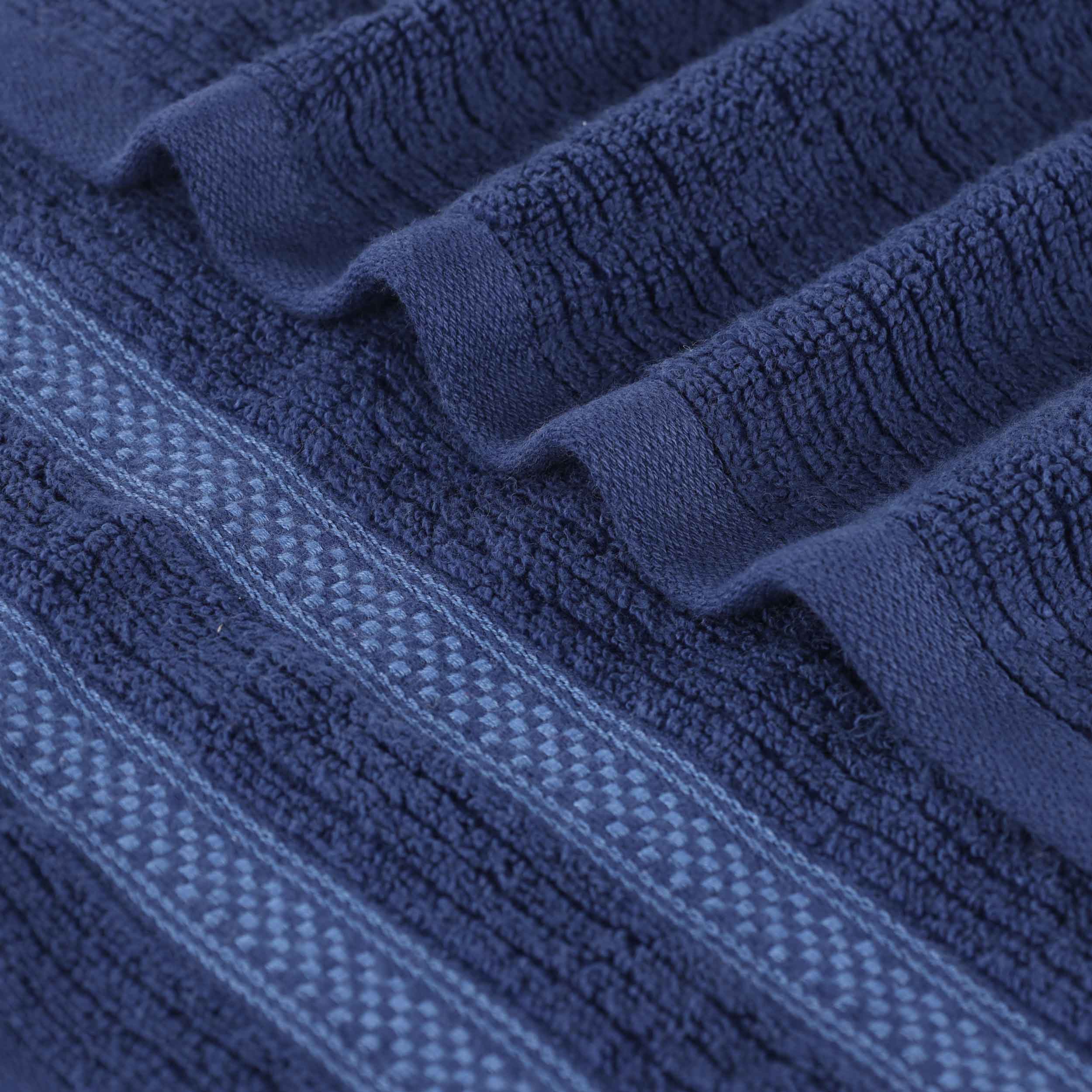 Premium Zero Twist Cotton Ribbed Geometric Border Plush 3-Piece Bath Towel Set - Ultra Soft & Absorbent for Spa, Bathroom & Luxury Home Use