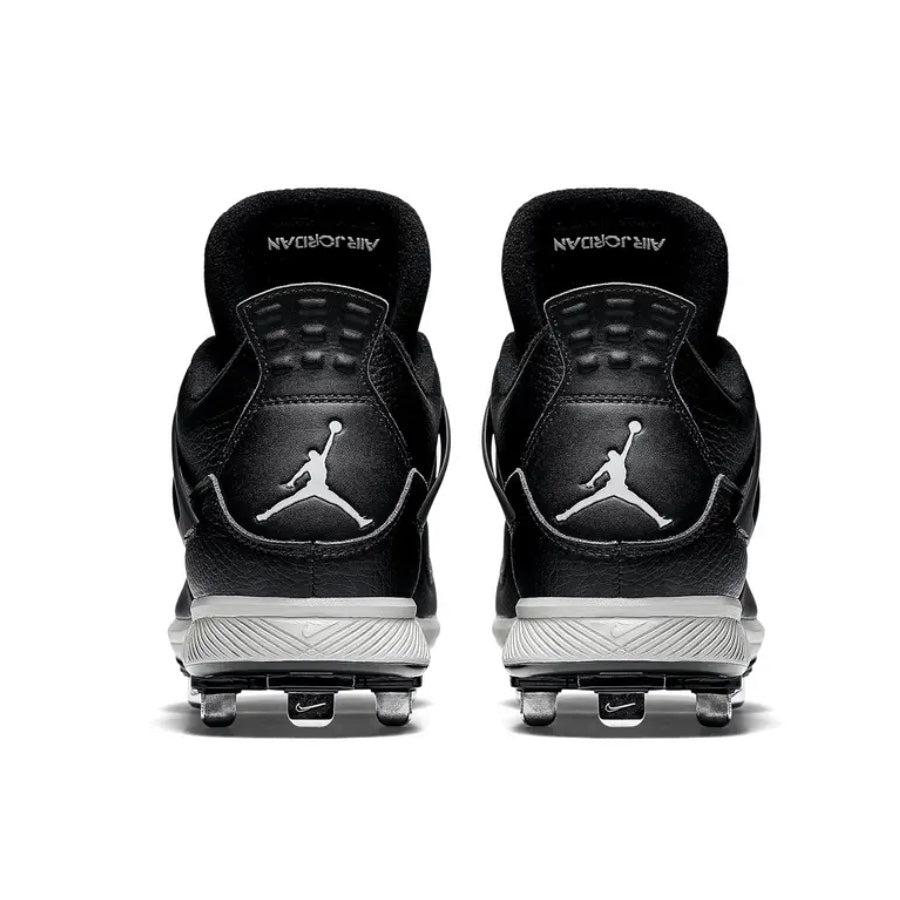Air Jordan Retro 4 Metal Cleats - Black/Tech Grey Football Shoes for Men | Perfect for Football Training and Games