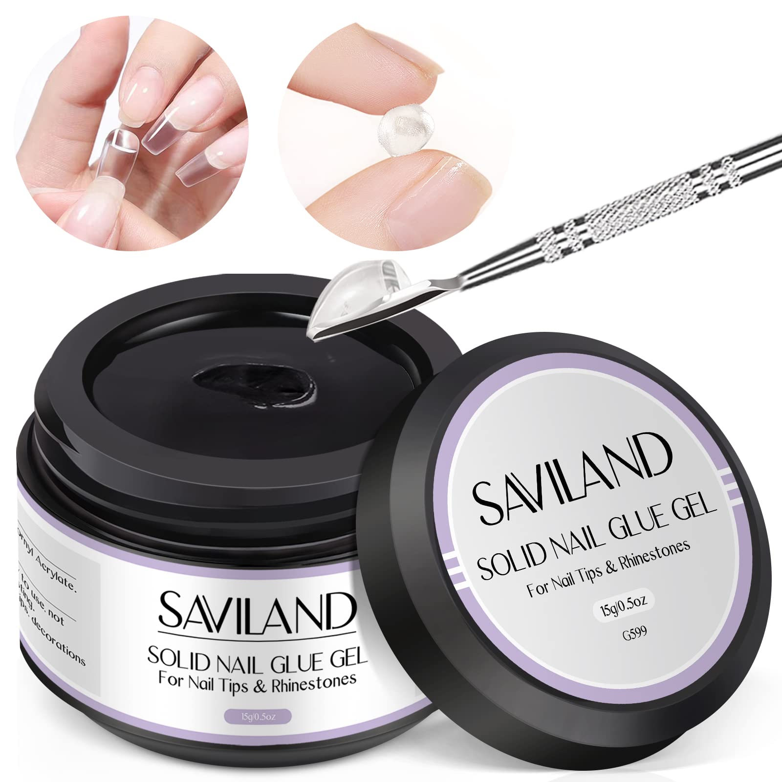 Saviland 15g Extra Strong UV Nail Glue Gel for Press on Nails & Acrylic Nails – Long Lasting False Nail Tips Adhesive, Non-Sticky 3D Nail Art Gel – Perfect for Salon, Home Manicures & Nail Decorations