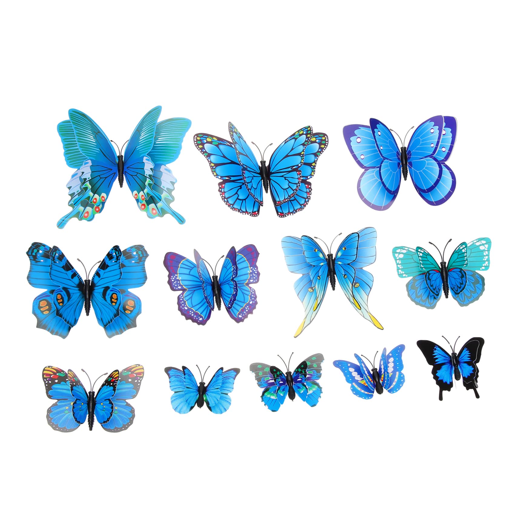 Beaupretty 12pcs Metallic Butterfly Hair Clips for Women & Girls - Blue Resin Alligator Hair Barrettes, Hair Accessories for Parties, Weddings & Everyday Styling