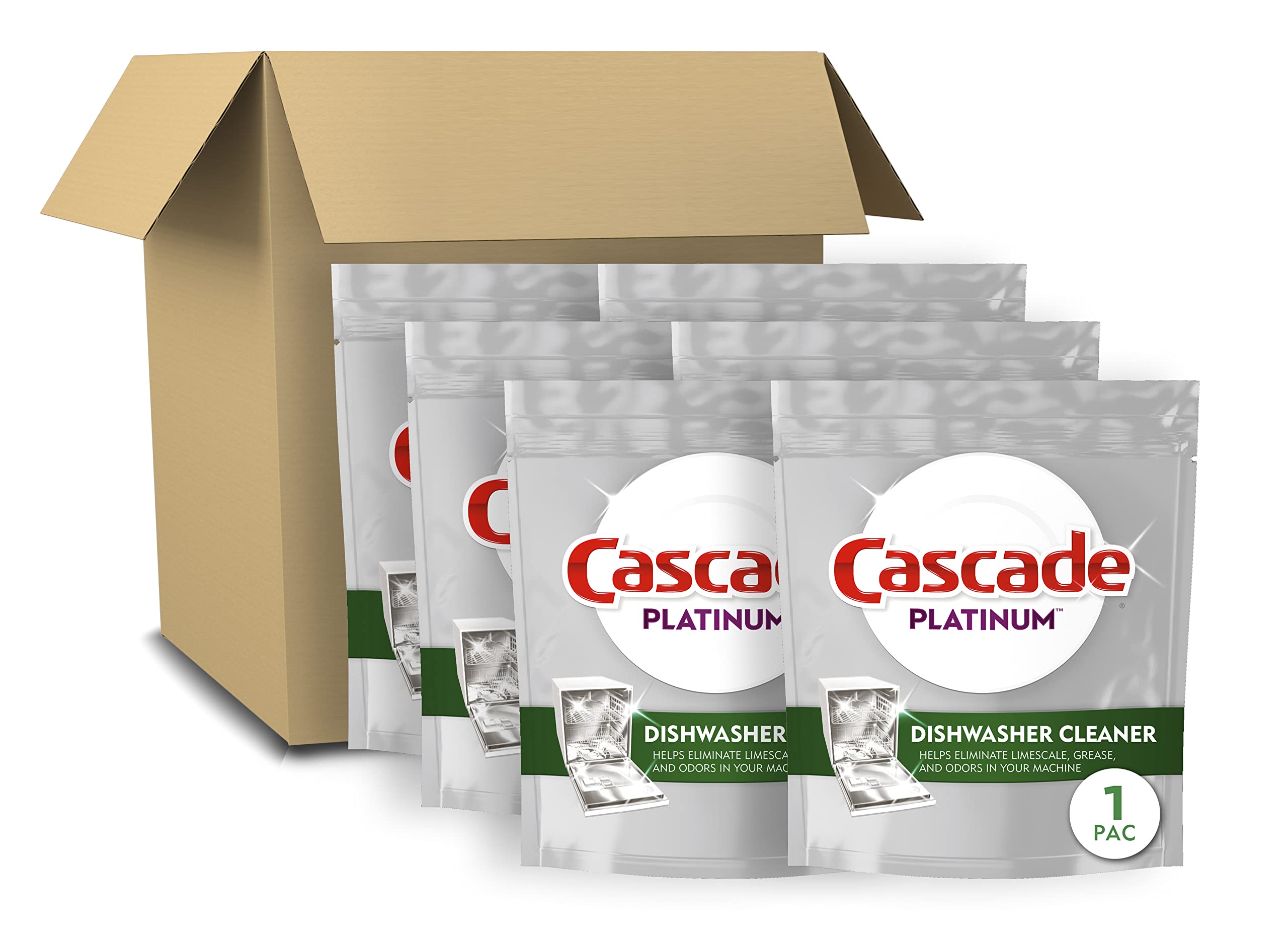 Cascade Platinum Dishwasher Cleaner Pods - 6 Count | Deep Cleaning & Stain Removal for Sparkling Dishes | Perfect for Daily Dishwashing & Tough Grease