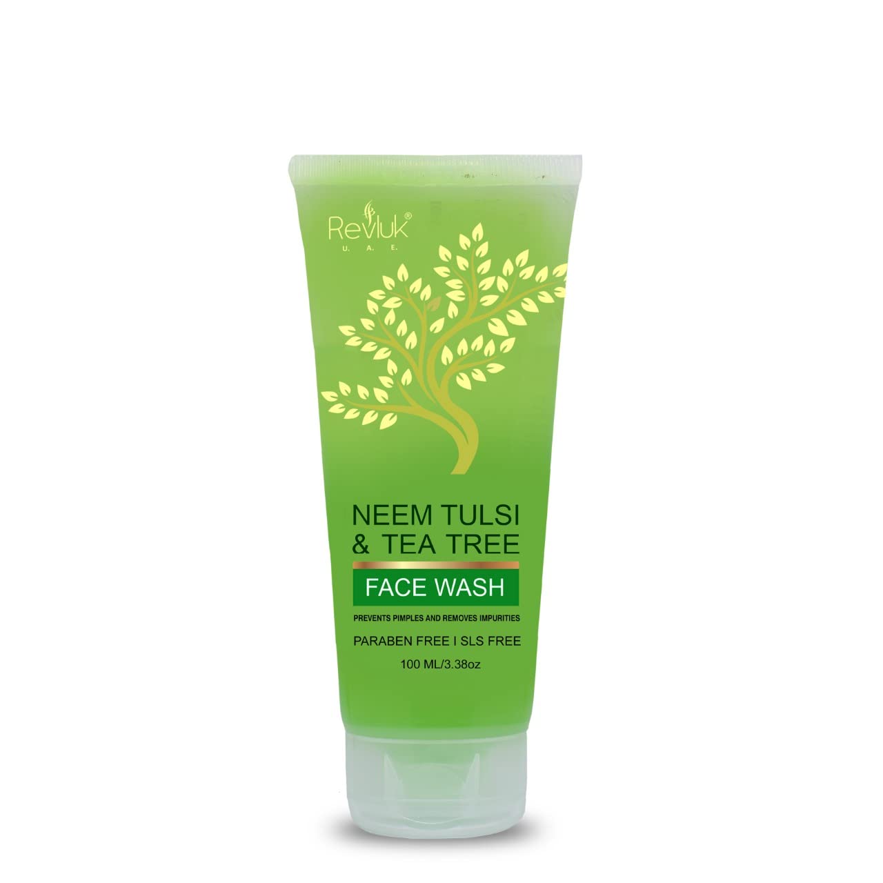 Revluk Neem Tulsi Tea Tree Face Wash for Acne & Oily Skin - 100ml Deep Cleansing Facial Wash to Remove Excess Oil, Prevent Pimples & Treat Skin Infections - Perfect for Daily Skincare Routine & Sensitive Skin Care