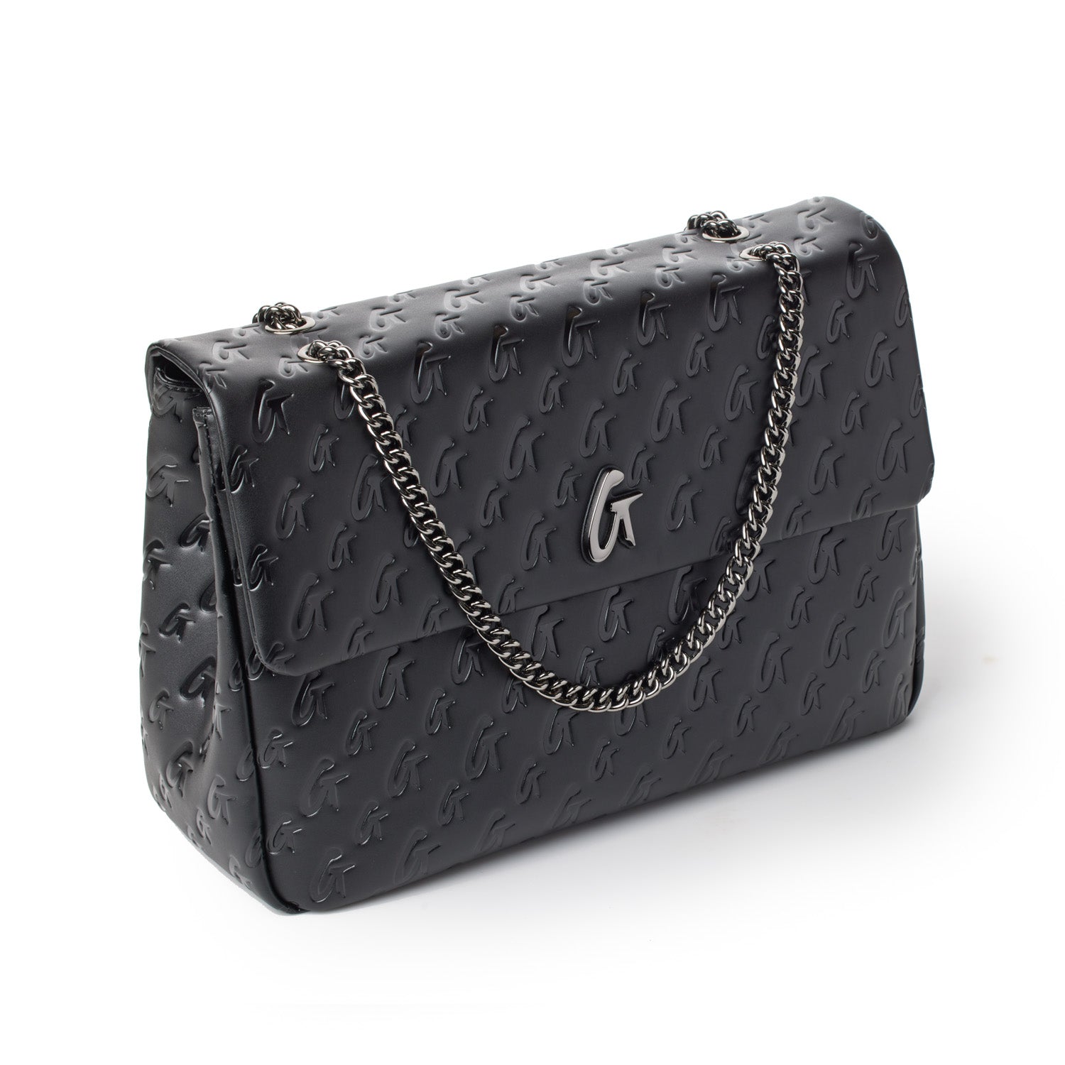 Large Monogram Flap Bag in Black - Stylish Crossbody Handbag for Women, Perfect for Work, Travel & Everyday Use