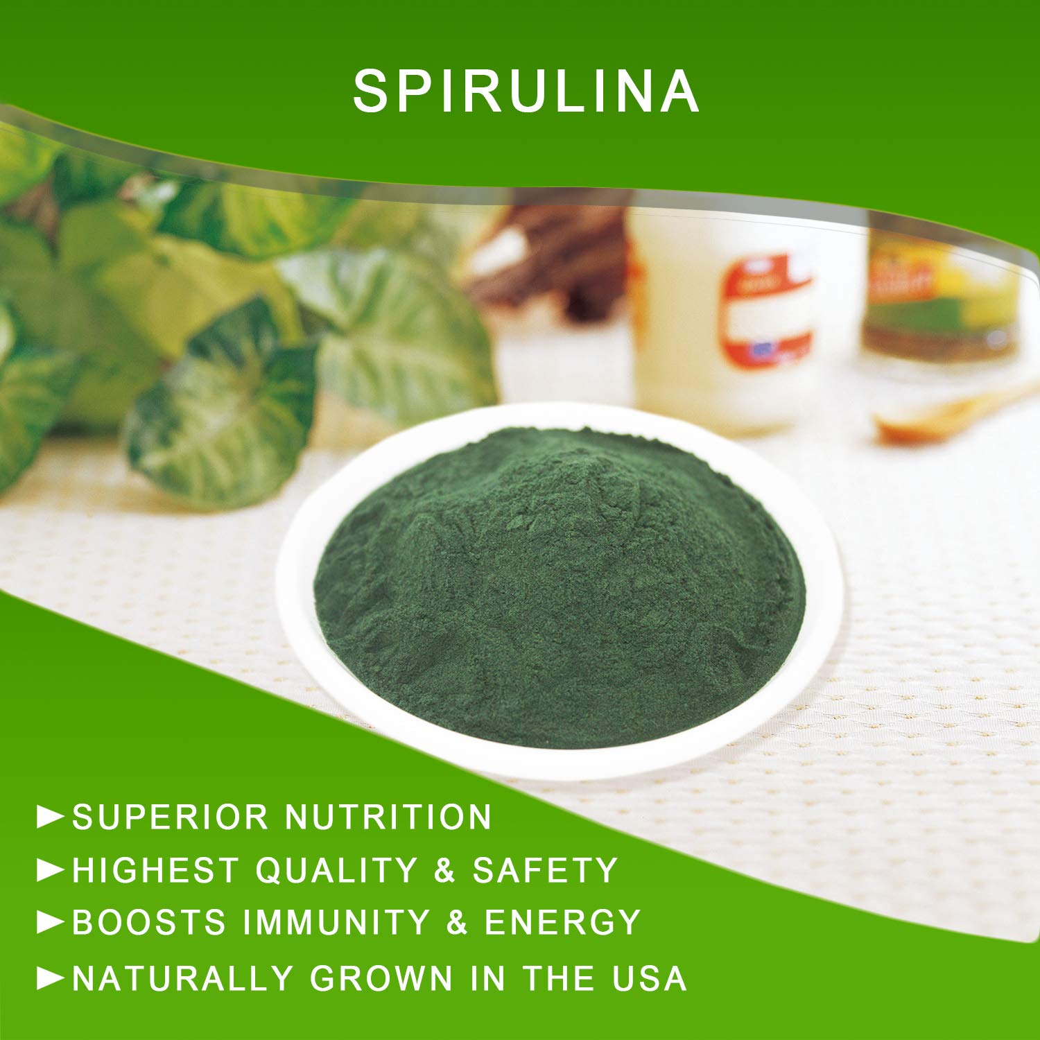 Organic Spirulina Powder 16oz (1LB) - 100% Pure Vegan Superfood, High Protein Supplement for Smoothies, Shakes & Fitness Nutrition - Natural Energy Booster for Athletes & Healthy Lifestyle