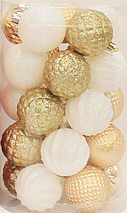 25 Pack of 60MM Christmas Tree Ornaments - Gold, Red & White Holiday Ball Decorations for Xmas Tree, Home, Party & Gift Giving