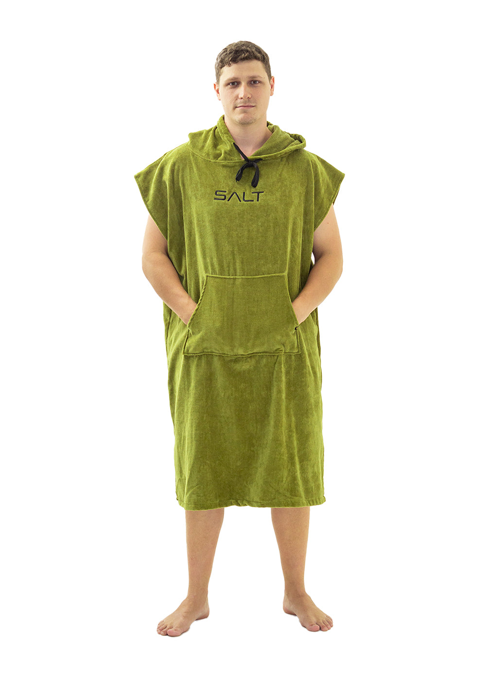 SALT Hooded Cotton Poncho Towel for Women & Men - Soft Green Beach Cover Up, Swimwear Wrap, Spa Robe - Perfect for Pool, Beach, Yoga & Lounging