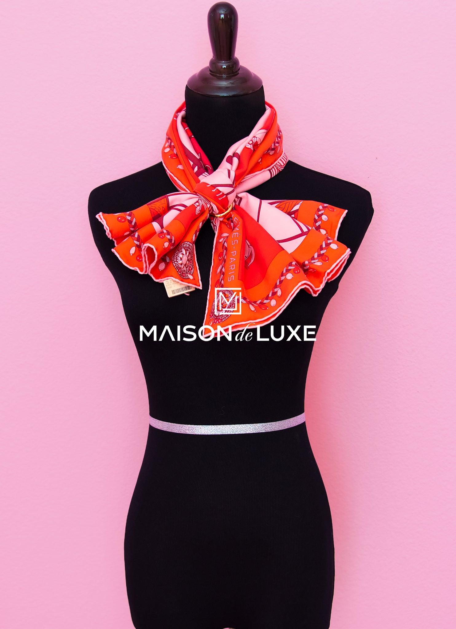 Hermes Coupe de Gala Red Pink Wash Twill Silk Scarf 90cm - Luxury Fashion Accessory for Women, Perfect for Gala Events & Special Occasions