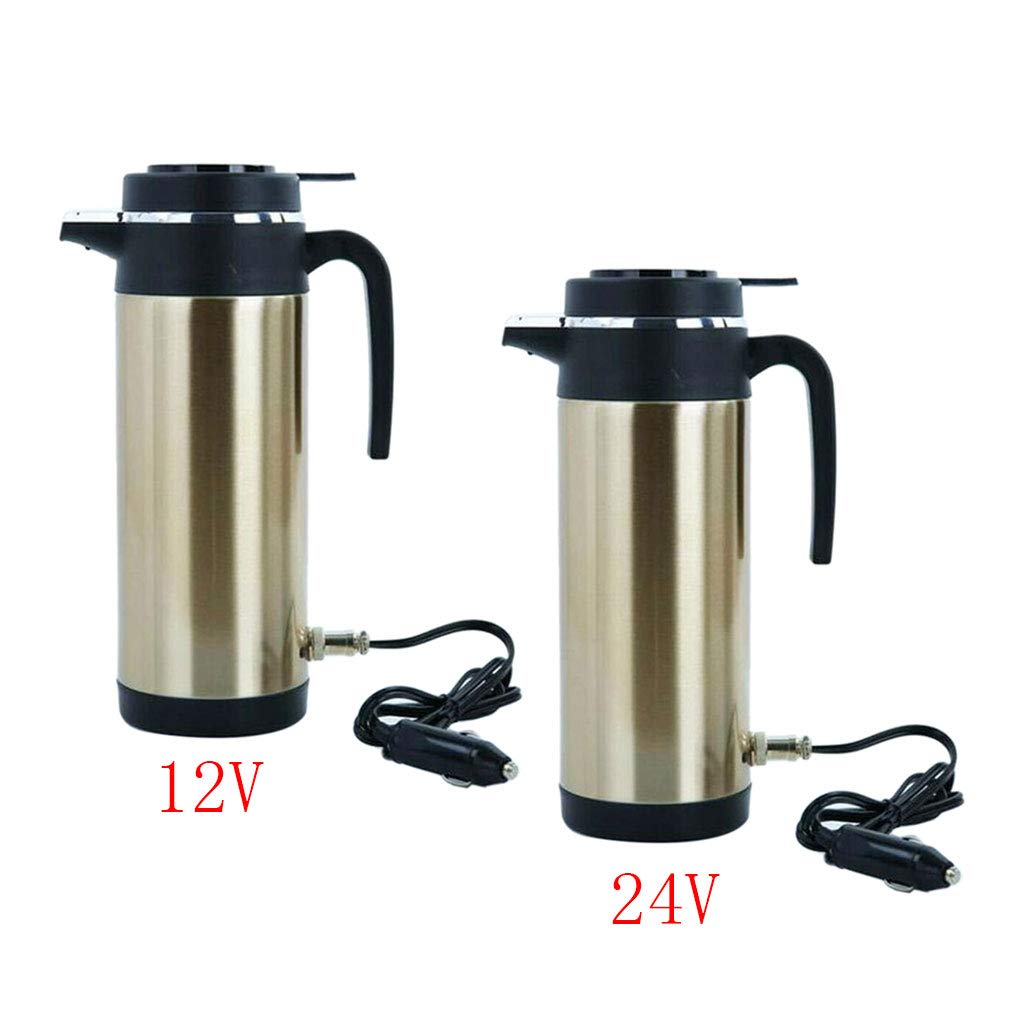 Portable Electric Car Kettle for Travel - 12V Auto Heating Cup with Auto Shut-Off - Light Gold - Perfect for Road Trips, Camping & Office Use