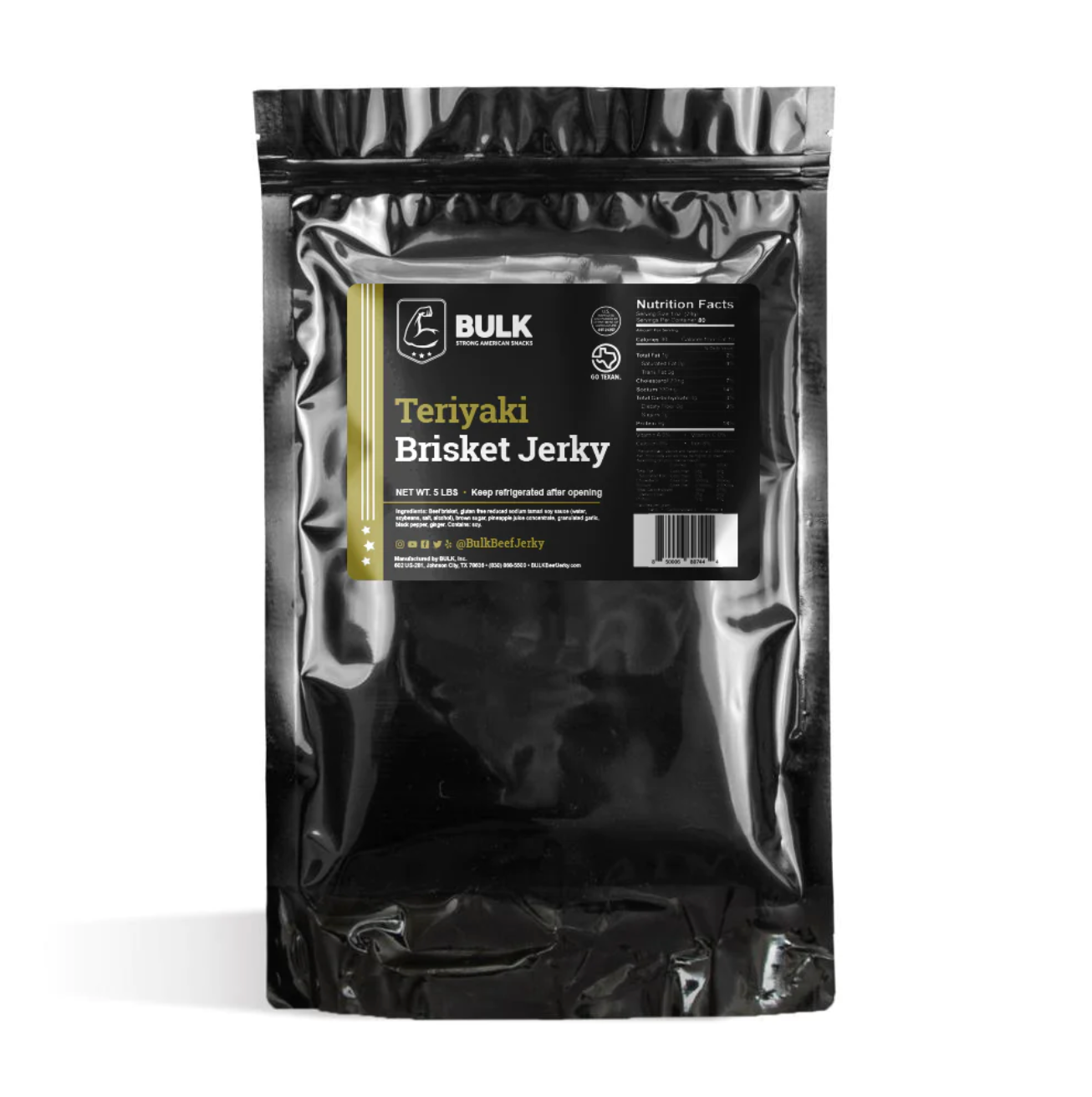 Premium Bulk Teriyaki Brisket Beef Jerky - High Protein, Gluten-Free Snack for Hiking, Camping & Road Trips | 10-Pack Value Bundle