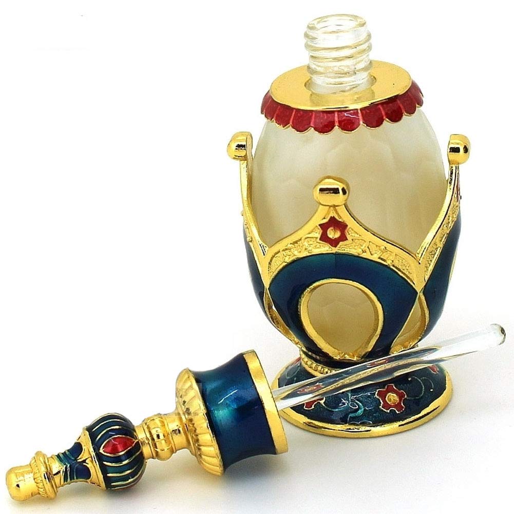 0.67oz Crown-Shaped Refillable Perfume Bottle - Elegant Glass & Metal Essential Oil Container for Aromatherapy & Travel (Blue) - Perfect for DIY Fragrances, Gifts & Home Decor