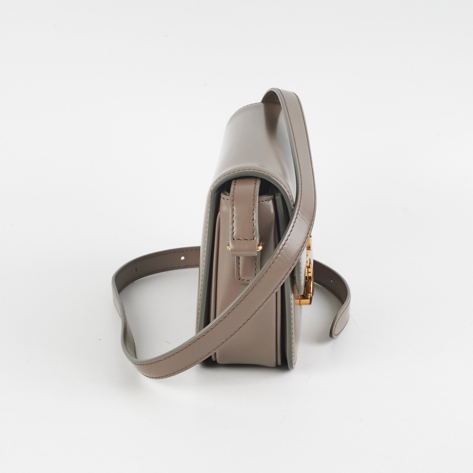 Celine Teen Triomphe Handbag in Shiny Calfskin Leather (Pebble Color) - Perfect for Everyday Use, Work & Special Occasions