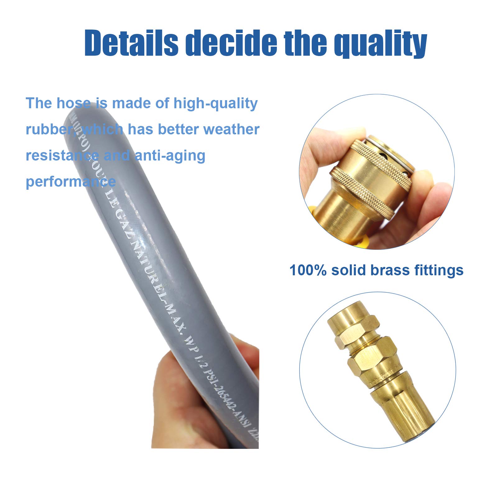 48 Feet 1/2-Inch CSA Certified Natural Gas Hose with Quick Connect Fitting - Compatible with BBQ Grills, Pizza Ovens, Patio Heaters & More | Propane to Natural Gas Conversion Kit for Outdoor Cooking & Heating Appliances