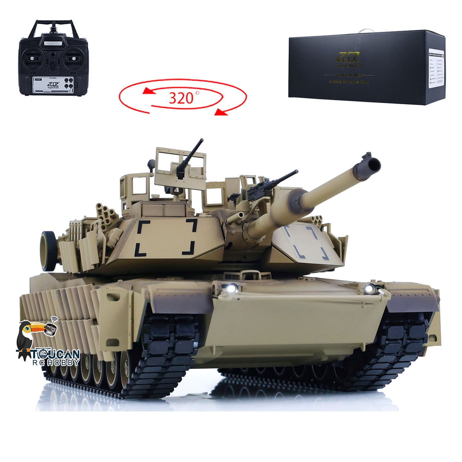 1/16 Scale Abrams M1A2 SEP TUSK II RC Battle Tank with Infrared System - Electric Remote Controlled Military Tank Model with 320 BB Unit & Barrel Recoil System - Perfect for War Simulation, Collectors & Outdoor Battle Games