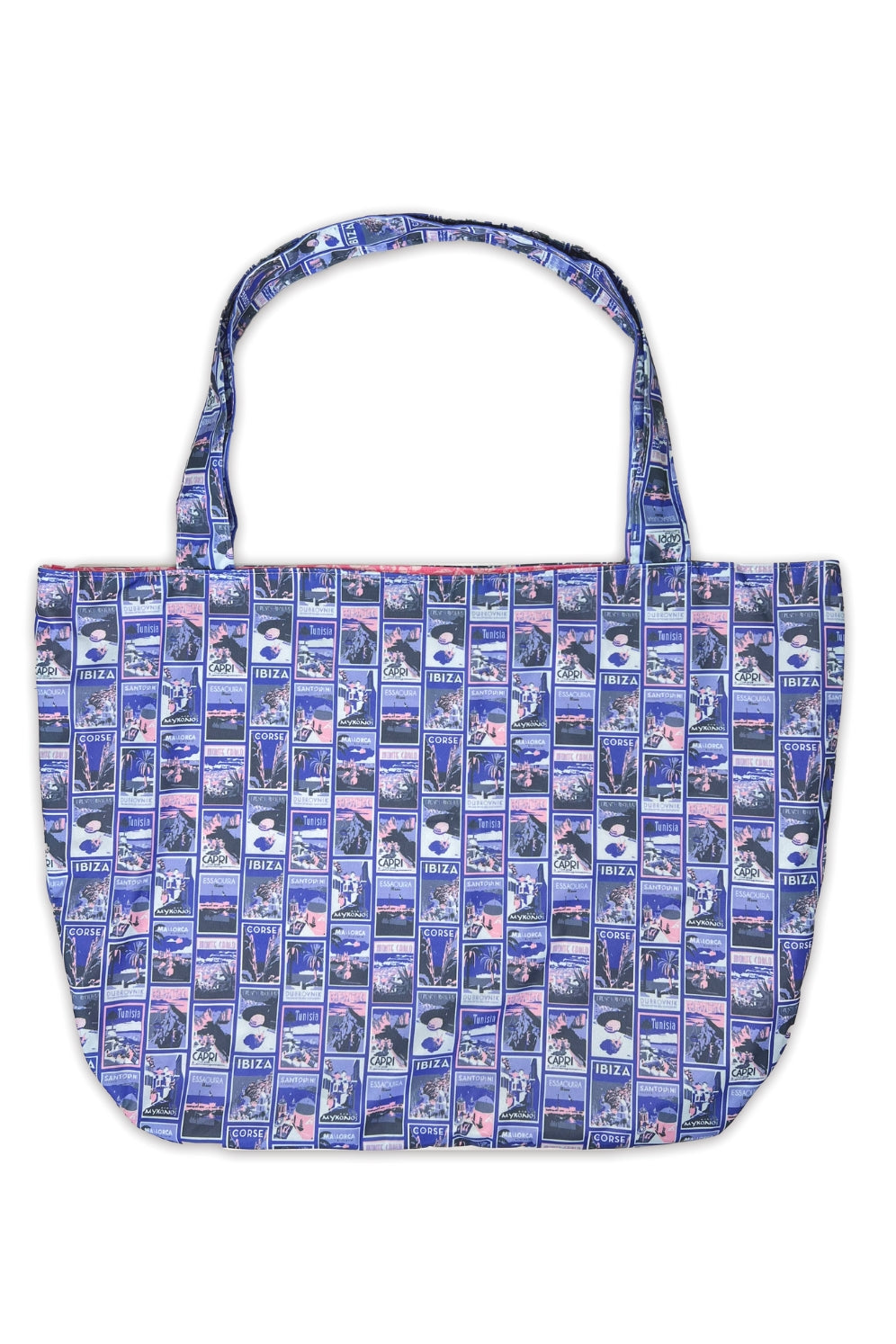 Stylish Large Tote Bag with Floral Print and Postcard Design - Perfect for Beach, Shopping & Everyday Use