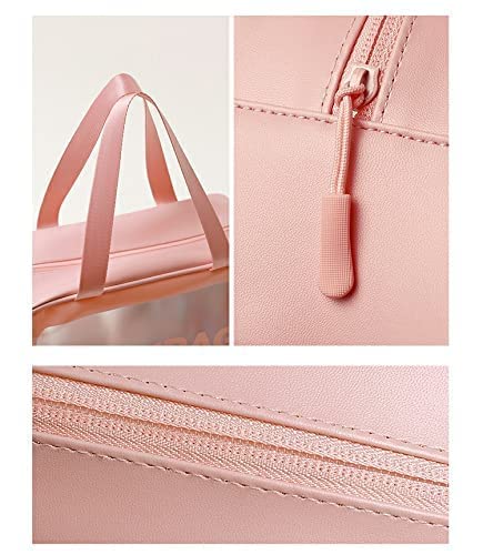 Clear Toiletry Bag for Travel - Transparent Cosmetic Makeup Organizer with Zipper, Waterproof Wash Bag for Women & Men, Small Pink Portable Grooming Kit - Perfect for Airplane Carry-on, Gym, Beach & Daily Use