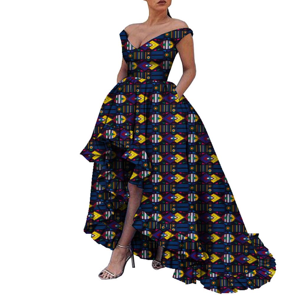 African Print Dashiki Dresses for Women - Plus Size Party Robe & Elegant Dinner Dress for Special Occasions, Weddings & Cultural Events
