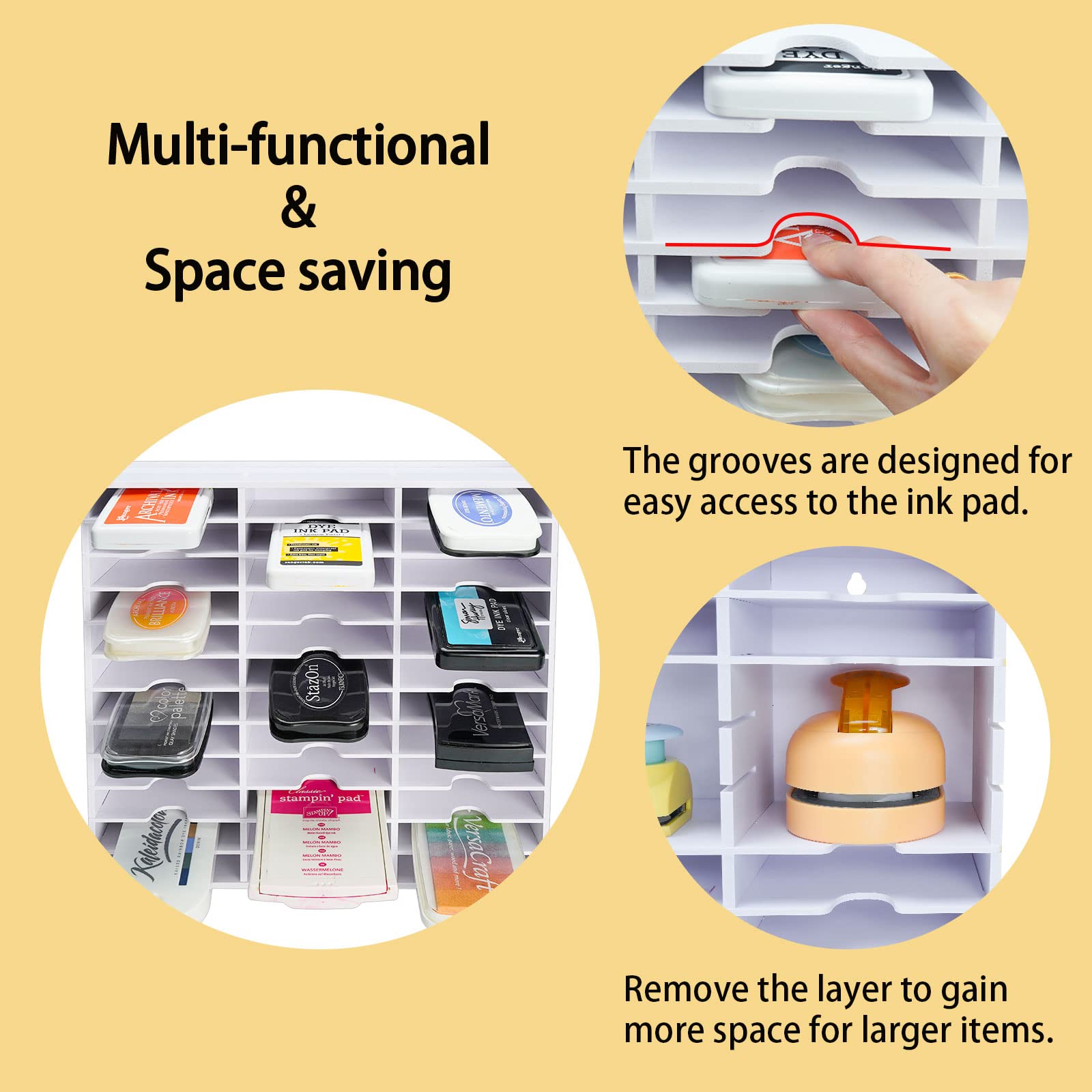 Krafetto 36 Grids Ink Pad Storage Rack - Stamp Pad Organizer Holder for Stampin Up & Ranger Ink Pads - Perfect for Craft Room, Scrapbooking & Card Making Organization
