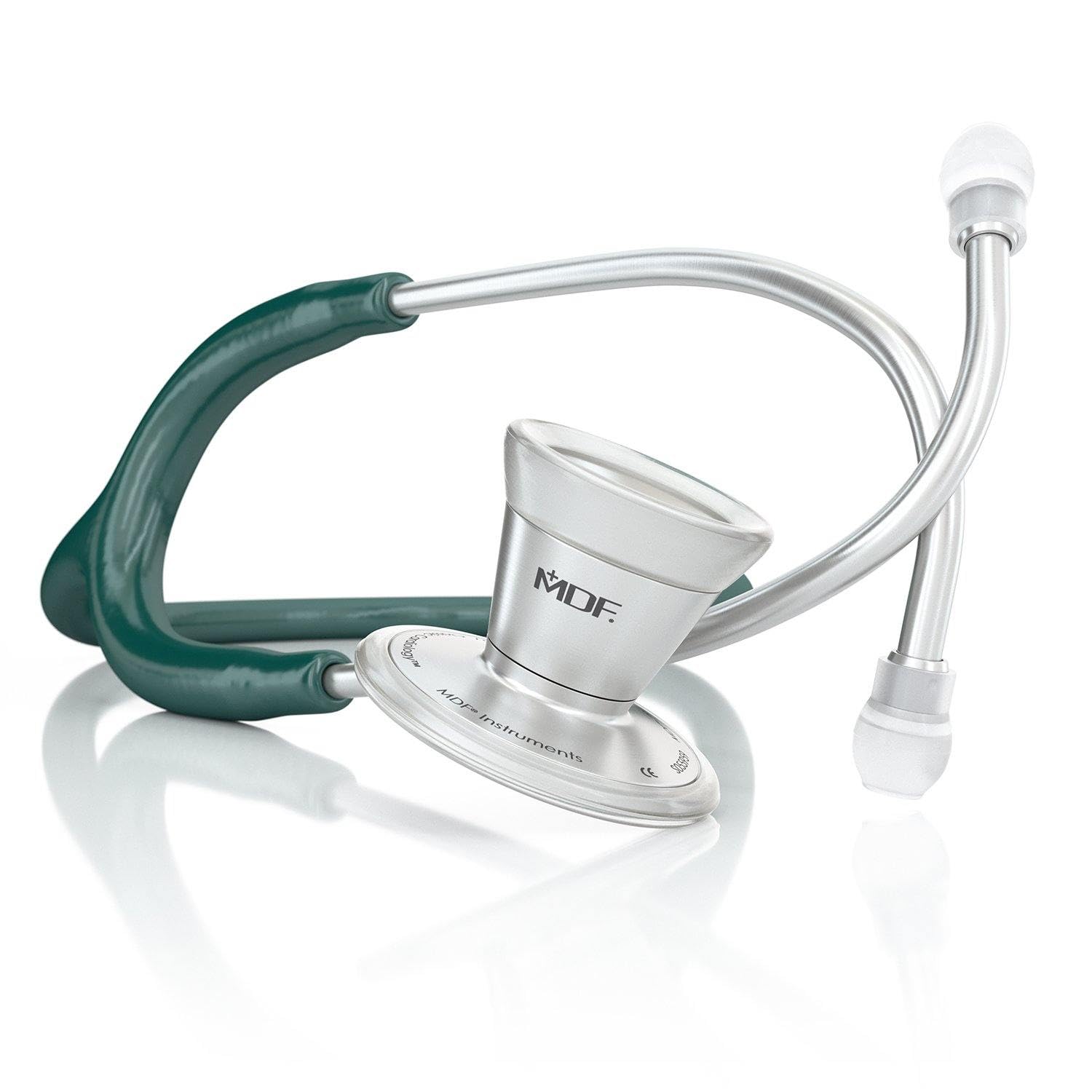 Premium MDF ProCardial Cardiology Stethoscope - Dual Head Stainless Steel Stethoscope for Adults with Emerald Green Tube & Silver Chestpiece (MDF79721) - Ideal for Doctors, Nurses, Medical Students & Healthcare Professionals