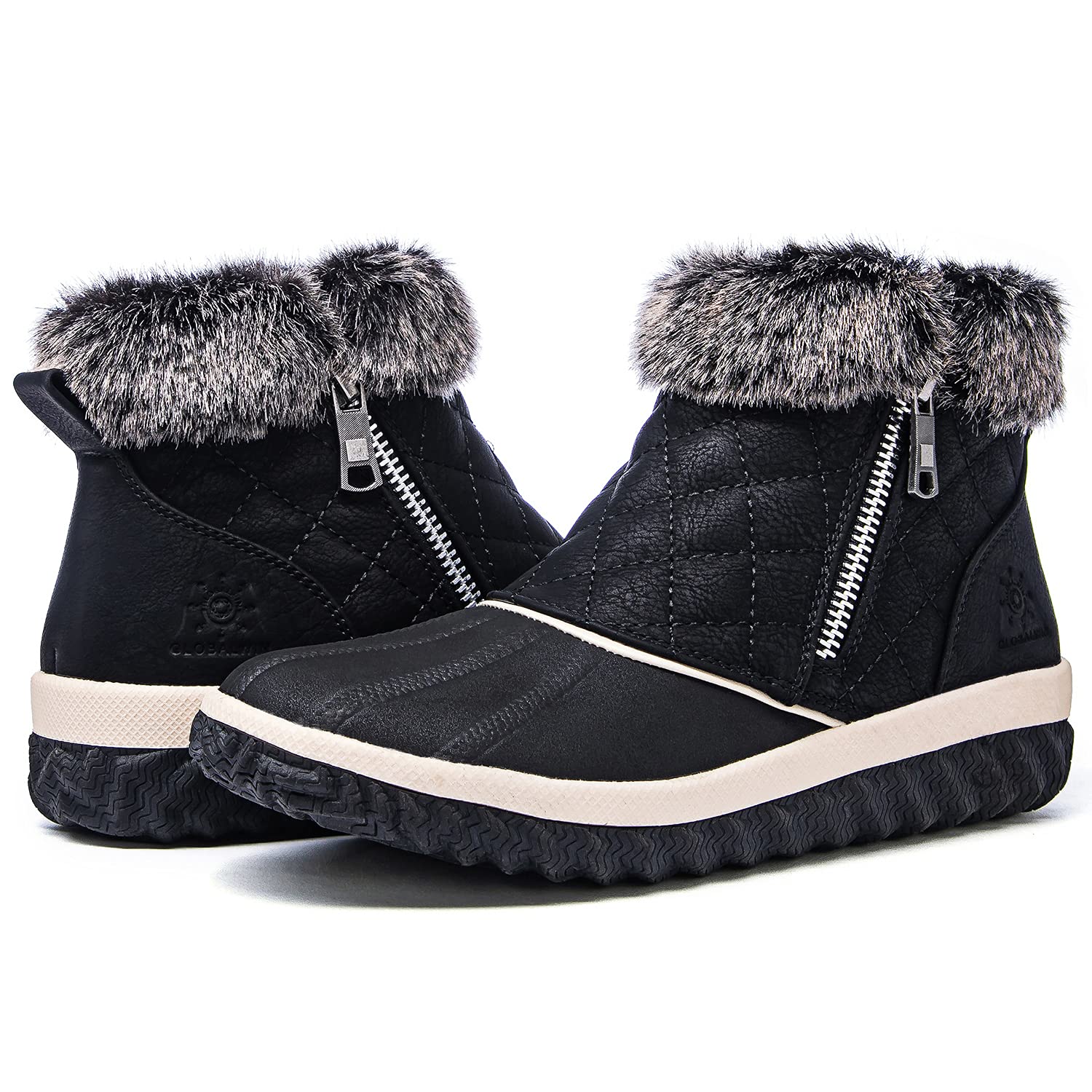 GLOBALWIN Women's Winter Ankle Boots - Waterproof Snow Boots with Fur Lining for Cold Weather, Fashionable Outdoor Hiking & Casual Winter Shoes for Women - Perfect for Snowy Days, Commuting and Winter Travel