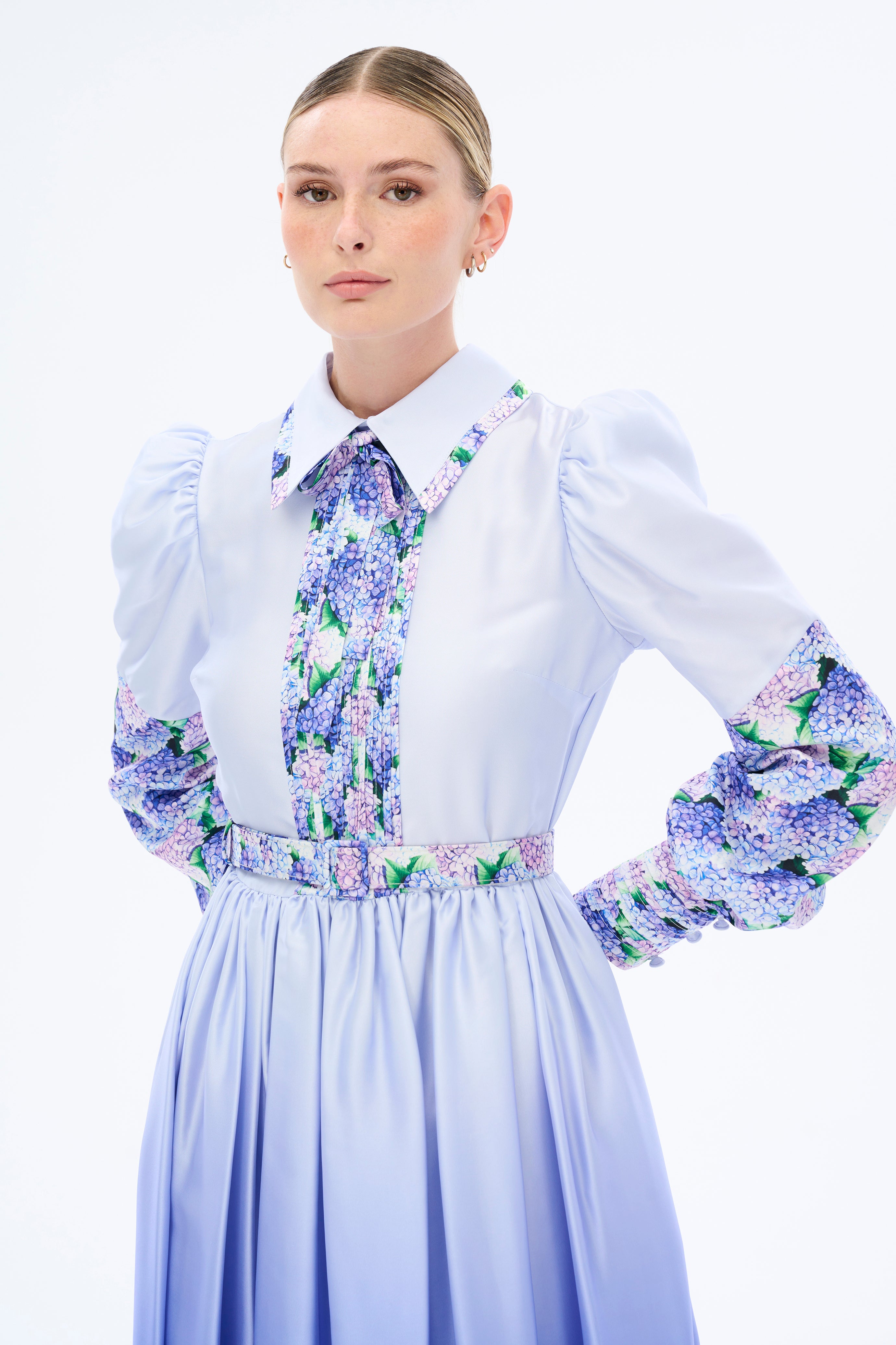 Lilac Balloon Sleeve Dress for Women - Elegant Flowy Party Dress for Weddings, Dates & Special Occasions