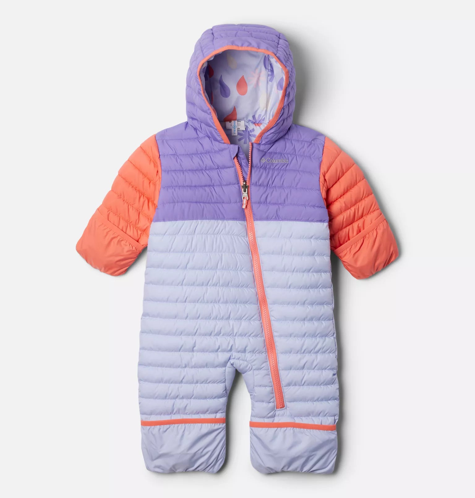 Columbia Snowdrift/Paisley Purple/Coral Powder Lite II Reversible Baby Bunting - Warm & Cozy Infant Winter Wear for Outdoor Adventures & Stroller Walks