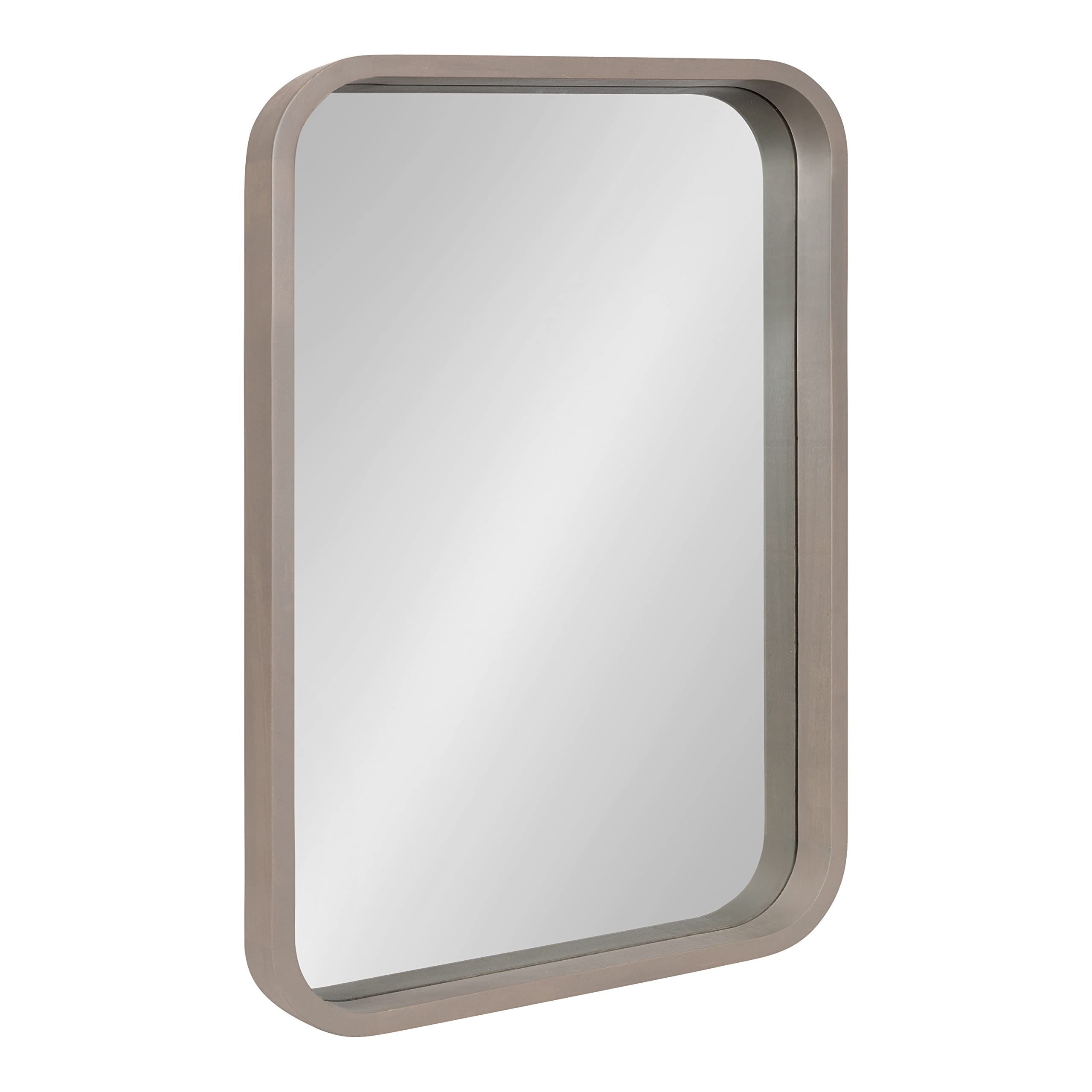 Kate & Laurel Hutton Modern Radius Rectangle Wood Wall Mirror - 20x30 Inches, Gray - Large Farmhouse Decorative Mirror for Living Room, Bedroom & Entryway