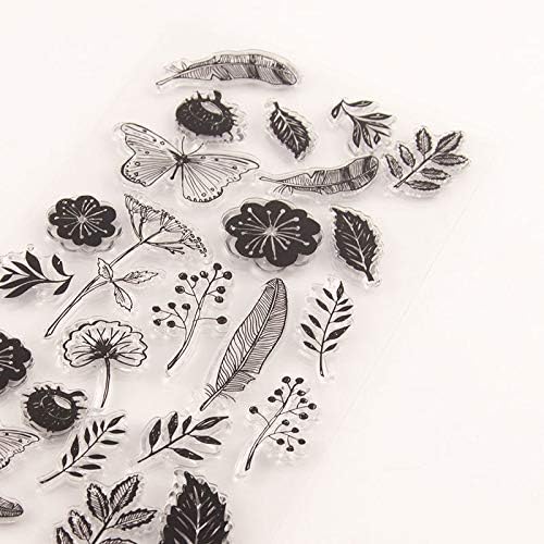 GIMITSUI Clear Silicone Stamps - Leaf & Flower Designs for Scrapbooking, Card Making, DIY Crafts, and Home Decor