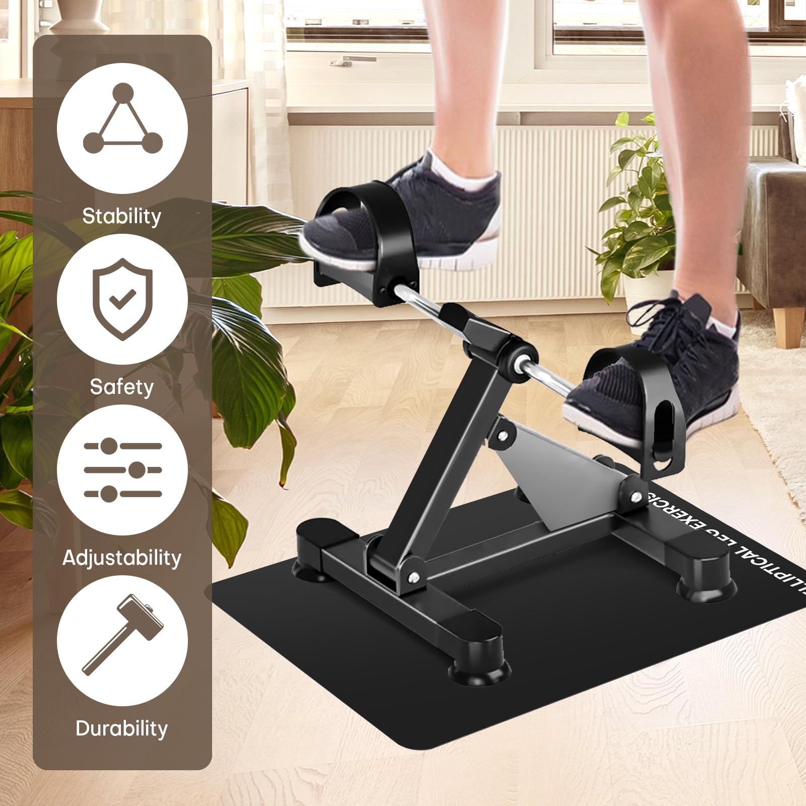 Under Desk Elliptical Machine - Quiet Portable Mini Exercise Bike for Office & Home Workouts | Non-Slip Floor Mat for Home Gym, Desk Cycling & Small Spaces | Perfect for Sedentary Workers & Home Fitness