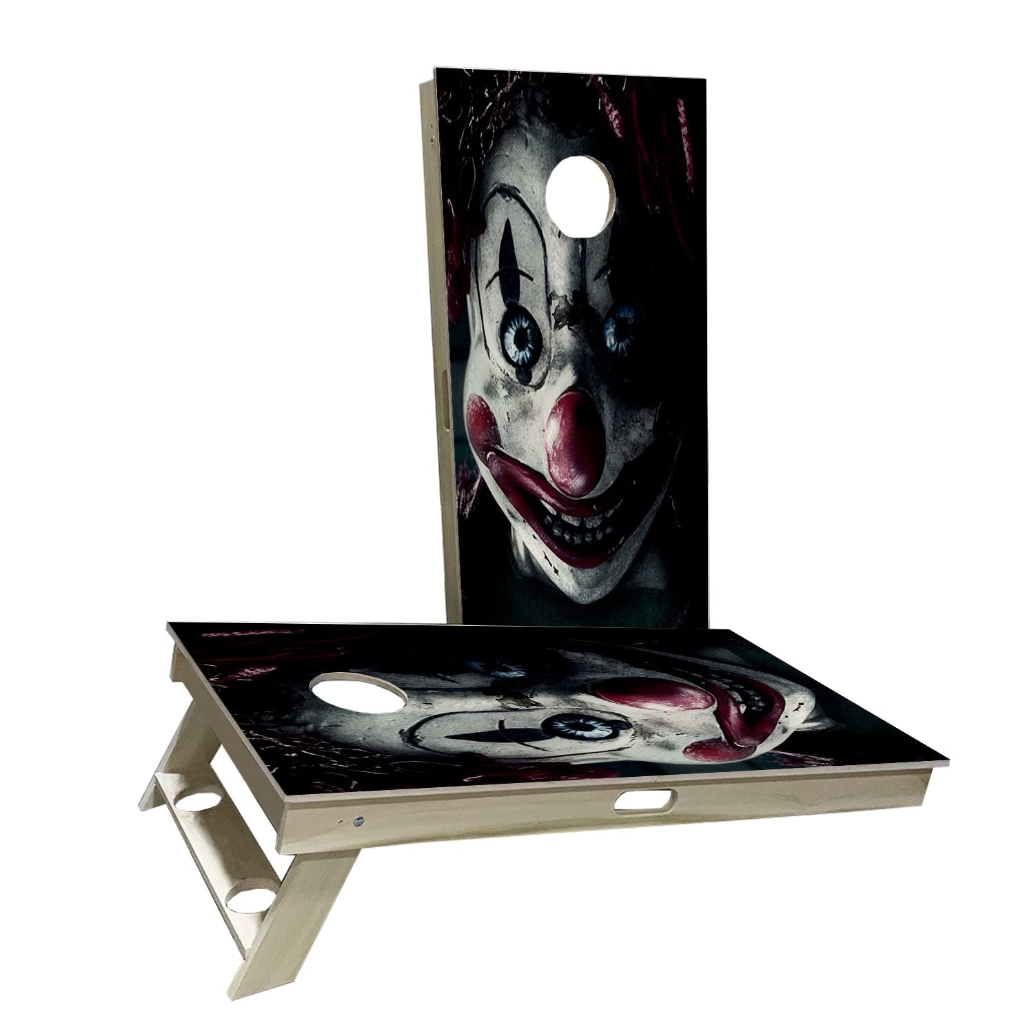 Premium Insane Clown Cornhole Game Set - 2 Boards & 8 Bean Bags - Custom Size & Accessories Options - Perfect for Backyard Parties, Tailgating & Outdoor Events