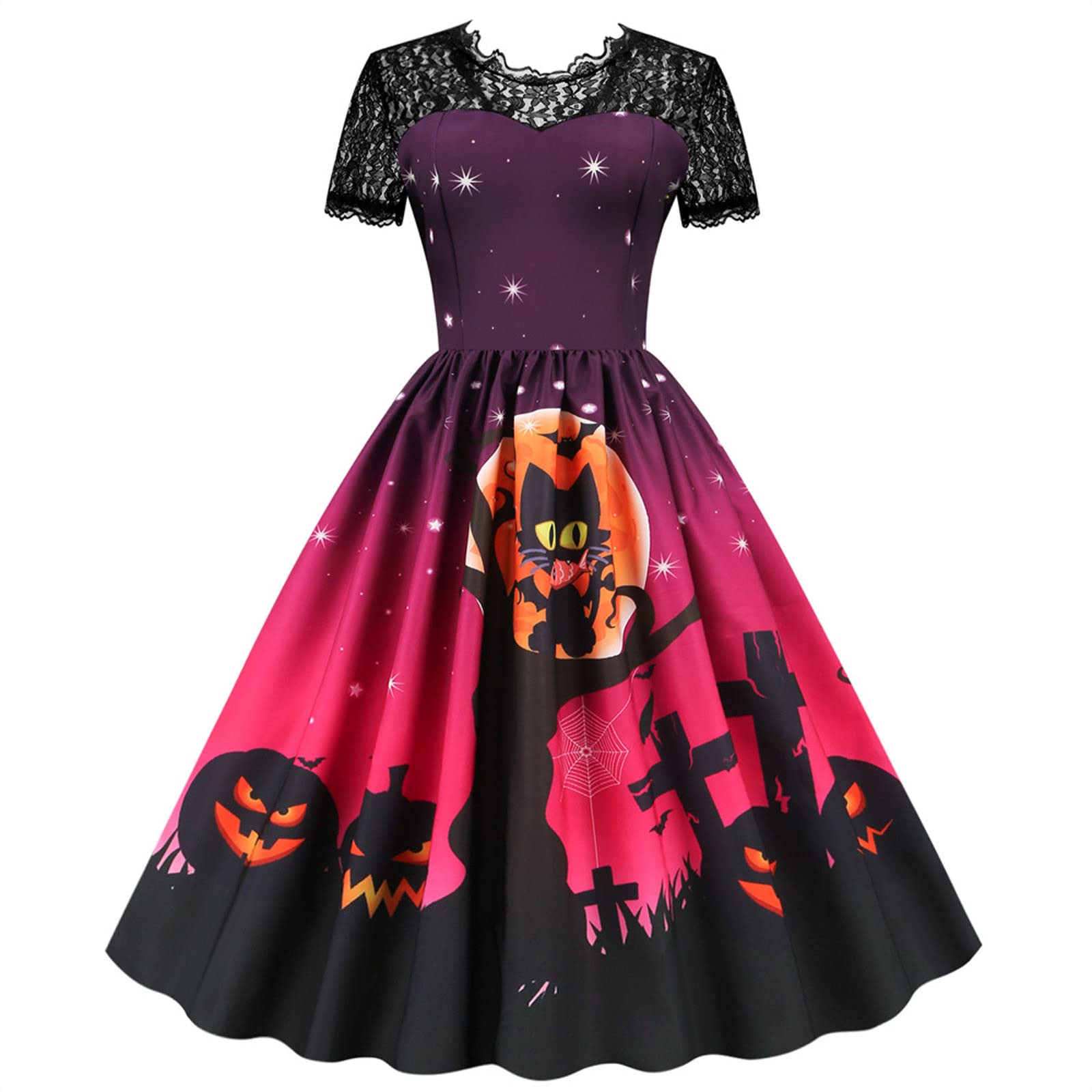 Vintage 1950s Halloween Dresses for Women - Long Sleeve V-Neck Retro Housewife Costume for Evening Party, Prom & Halloween Celebrations | Perfect for Costume Parties, Themed Events & Vintage Fashion Lovers