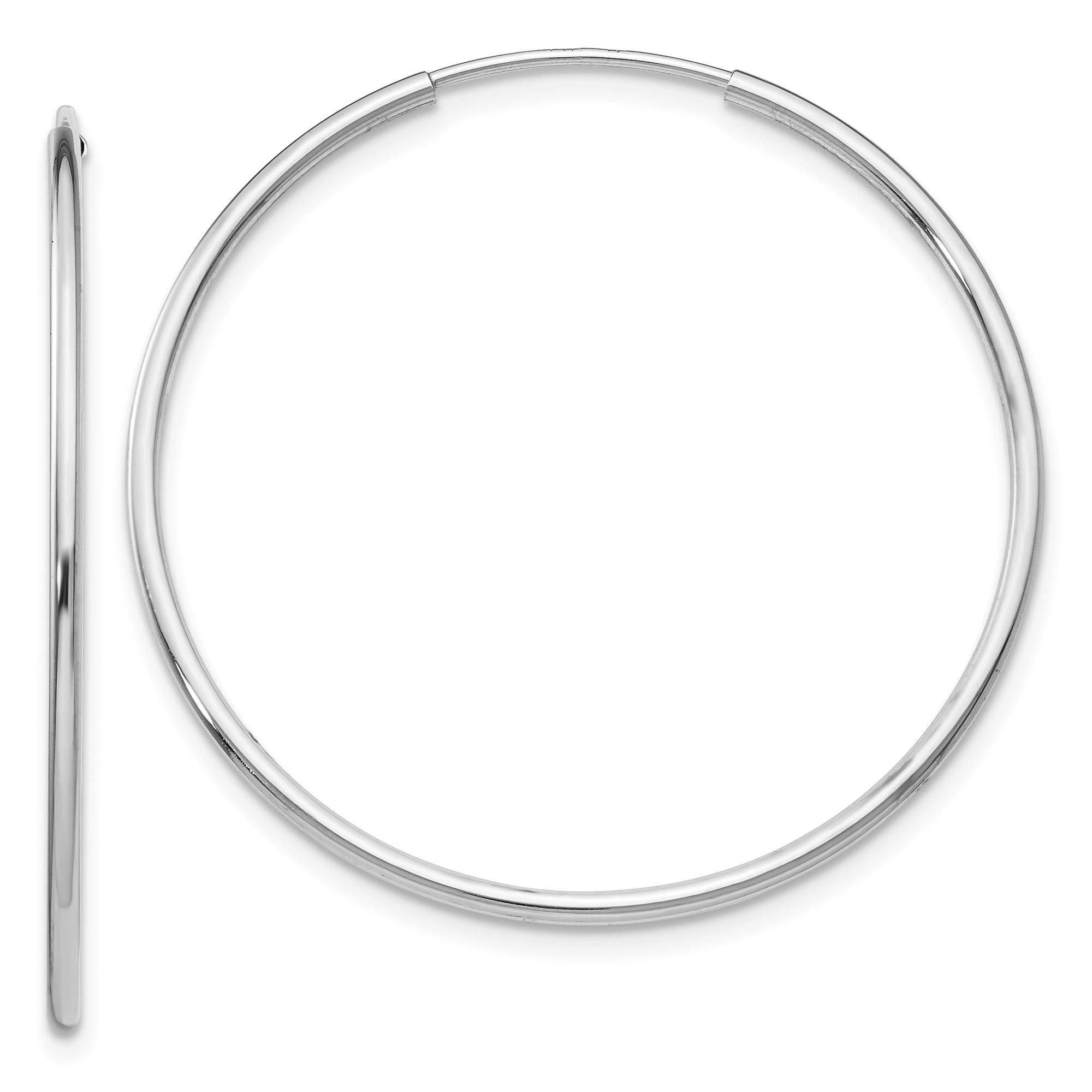 14k White Gold Polished Endless Tube Hoop Earrings for Women - Hypoallergenic Luxury Jewelry - Perfect for Weddings, Parties & Everyday Wear