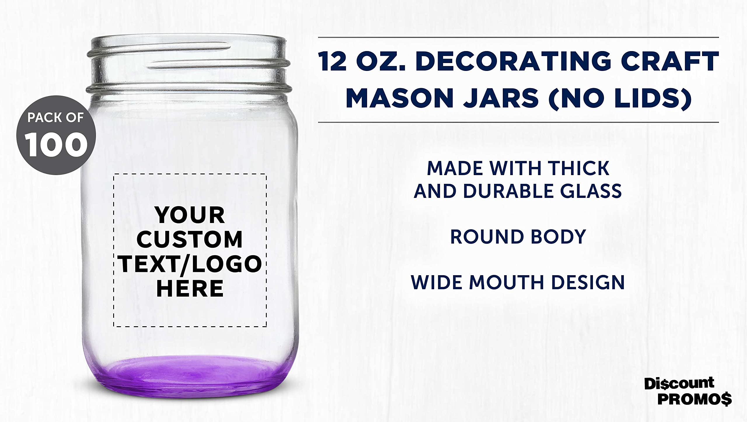 100-Pack 12oz Purple Mason Jars - Bulk Custom Glass Jars for Overnight Oats, Candies, Pickles & Spices Storage - Perfect for DIY Decor, Wedding Favors & Party Supplies