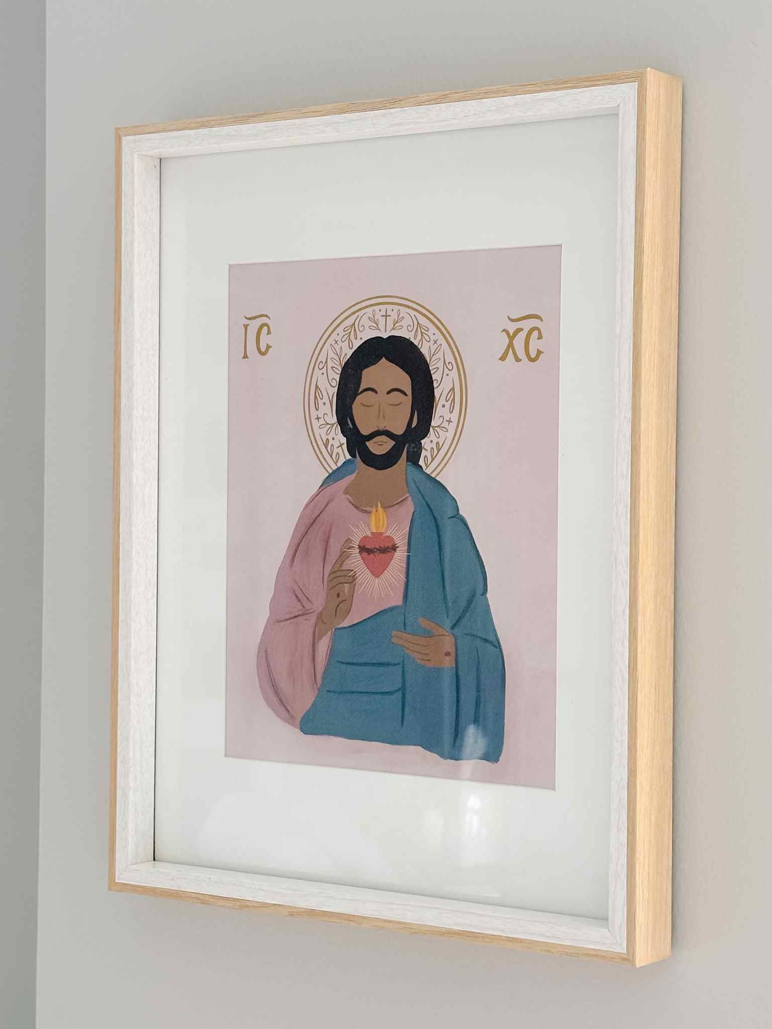 Sacred Heart of Jesus Icon Wall Art Print - Religious Home Decor for Church, Prayer Room & Christian Gifts