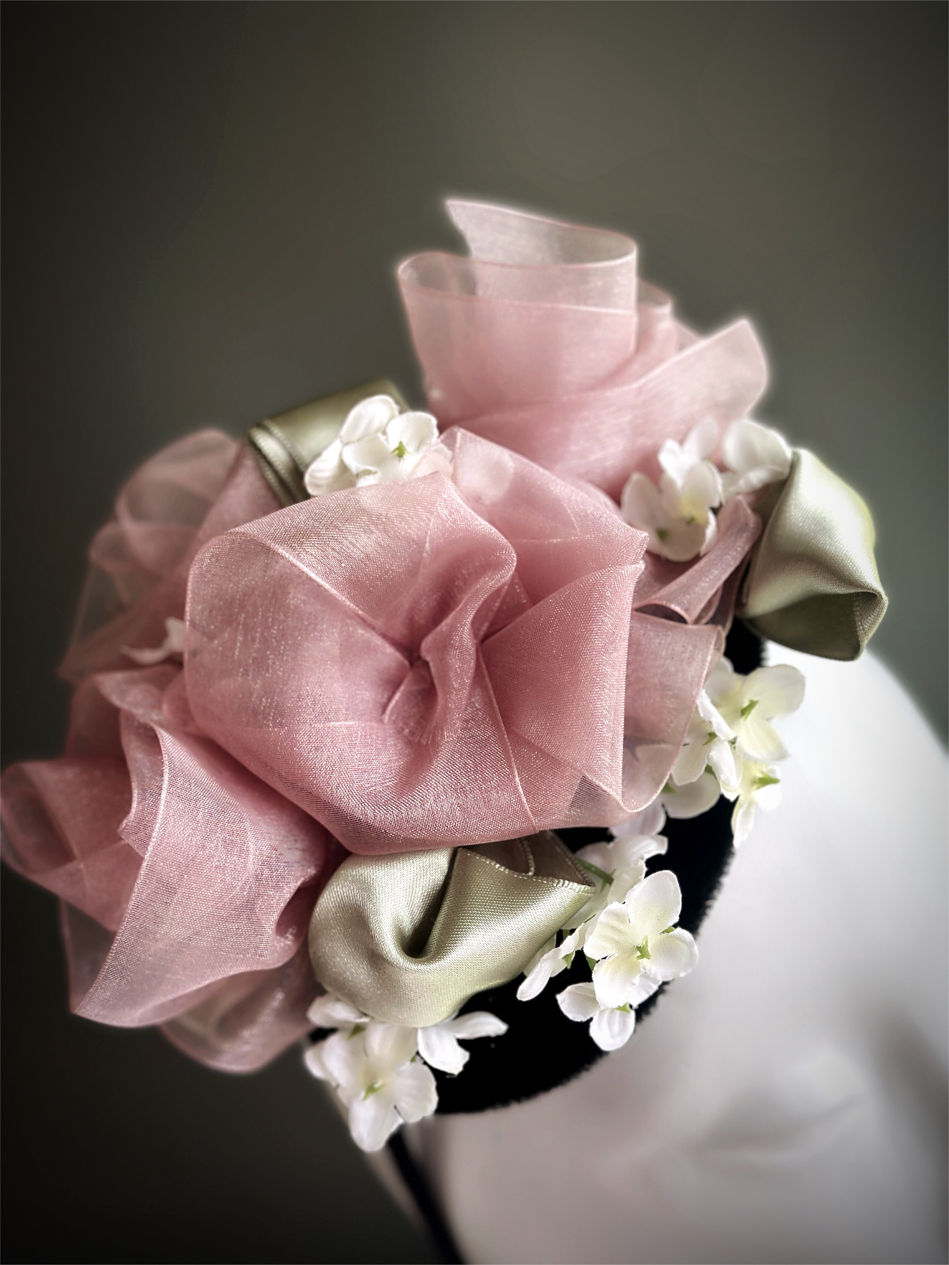 Elegant Rose Sorbet Fascinator Hat for Women - Pink & Green Floral Headpiece for Weddings, Tea Parties & Derby Events