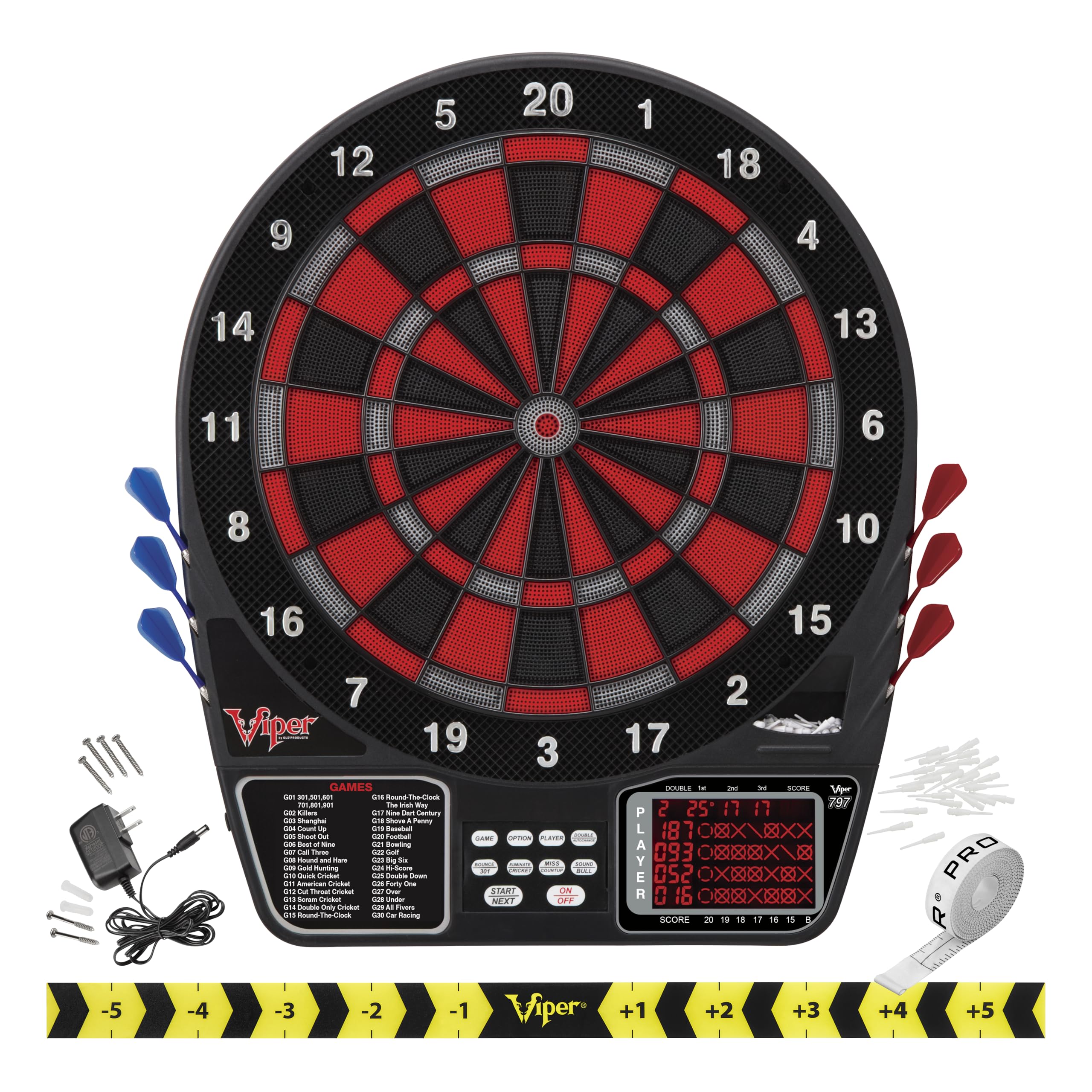 Premium Viper Metropolitan Solid Wood Dartboard Cabinet with Electronic Dartboard - Ready-to-Play Bundle Includes 2 Sets of Soft-Tip Darts & Integrated Storage - Multiple Stain Options - Perfect for Game Rooms, Bars, and Home Entertainment