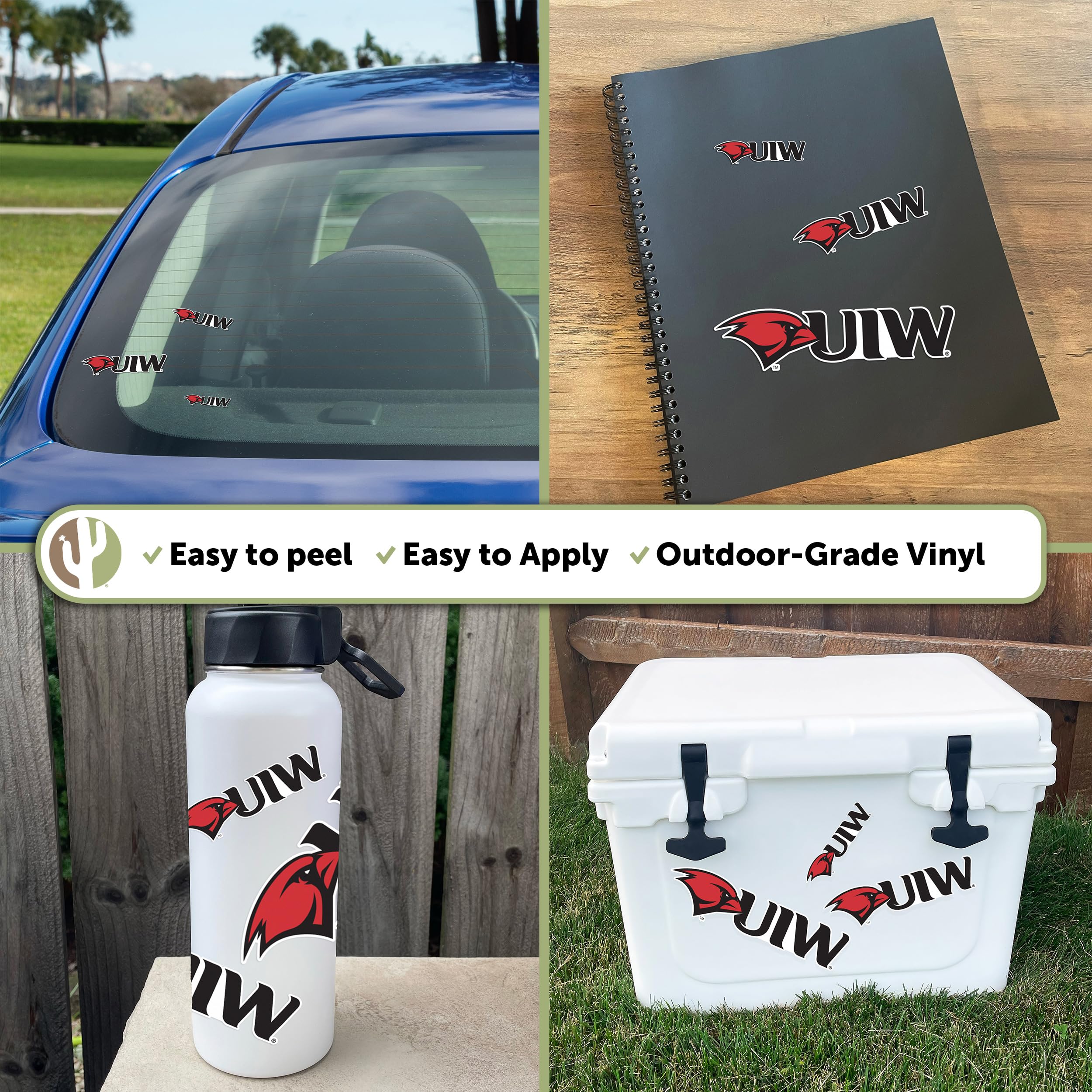 UIW Cardinals Vinyl Decals - Desert Cactus University of The Incarnate Word Stickers for Laptop, Water Bottle, Car & Scrapbook - Durable T3 Vinyl Decals for School Spirit & Fan Gear