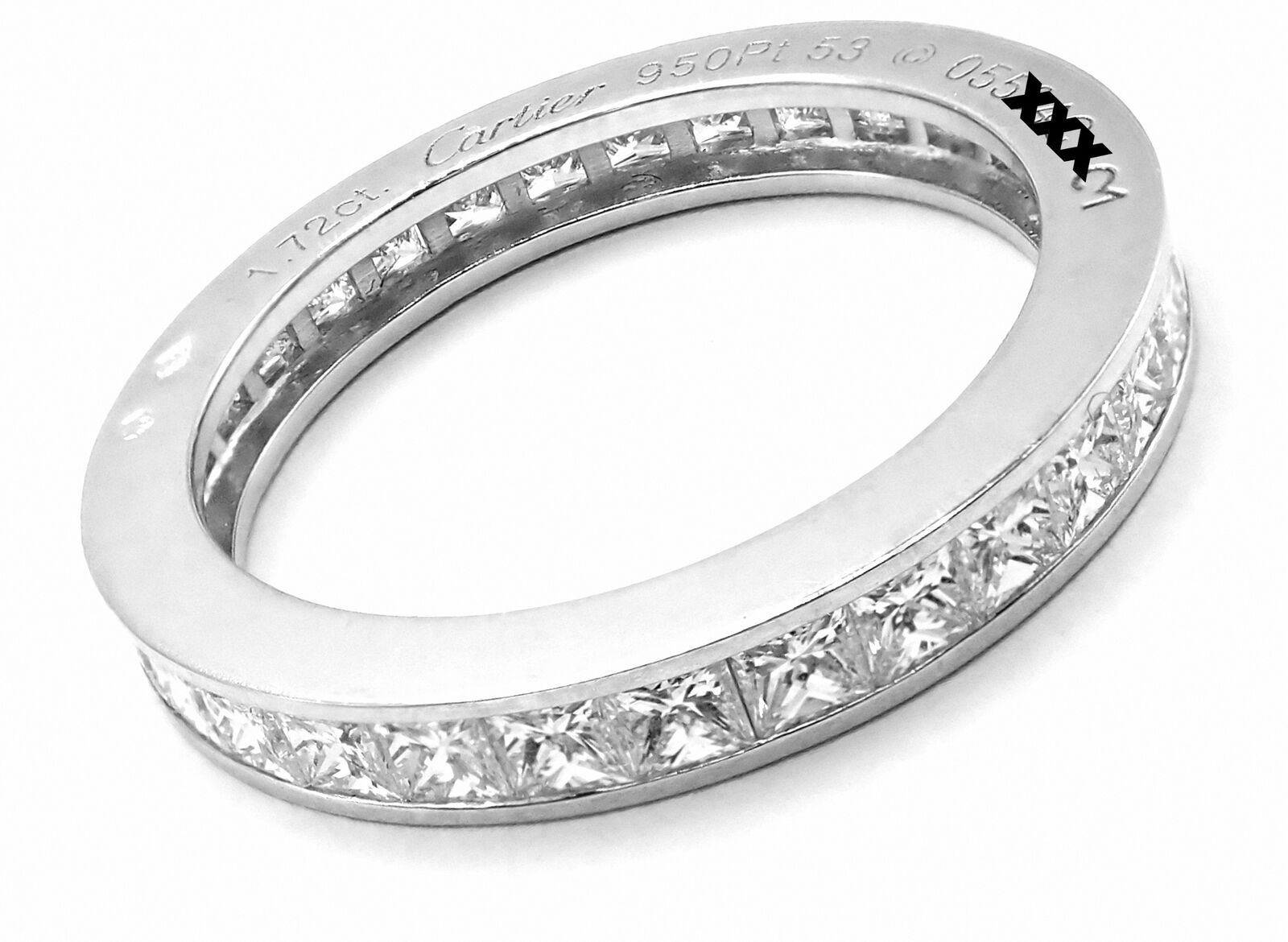 Cartier Platinum Princess Cut Diamond Eternity Wedding Band Ring - Size 53 (US 6.75) - Luxury Jewelry for Anniversary, Engagement & Special Occasions