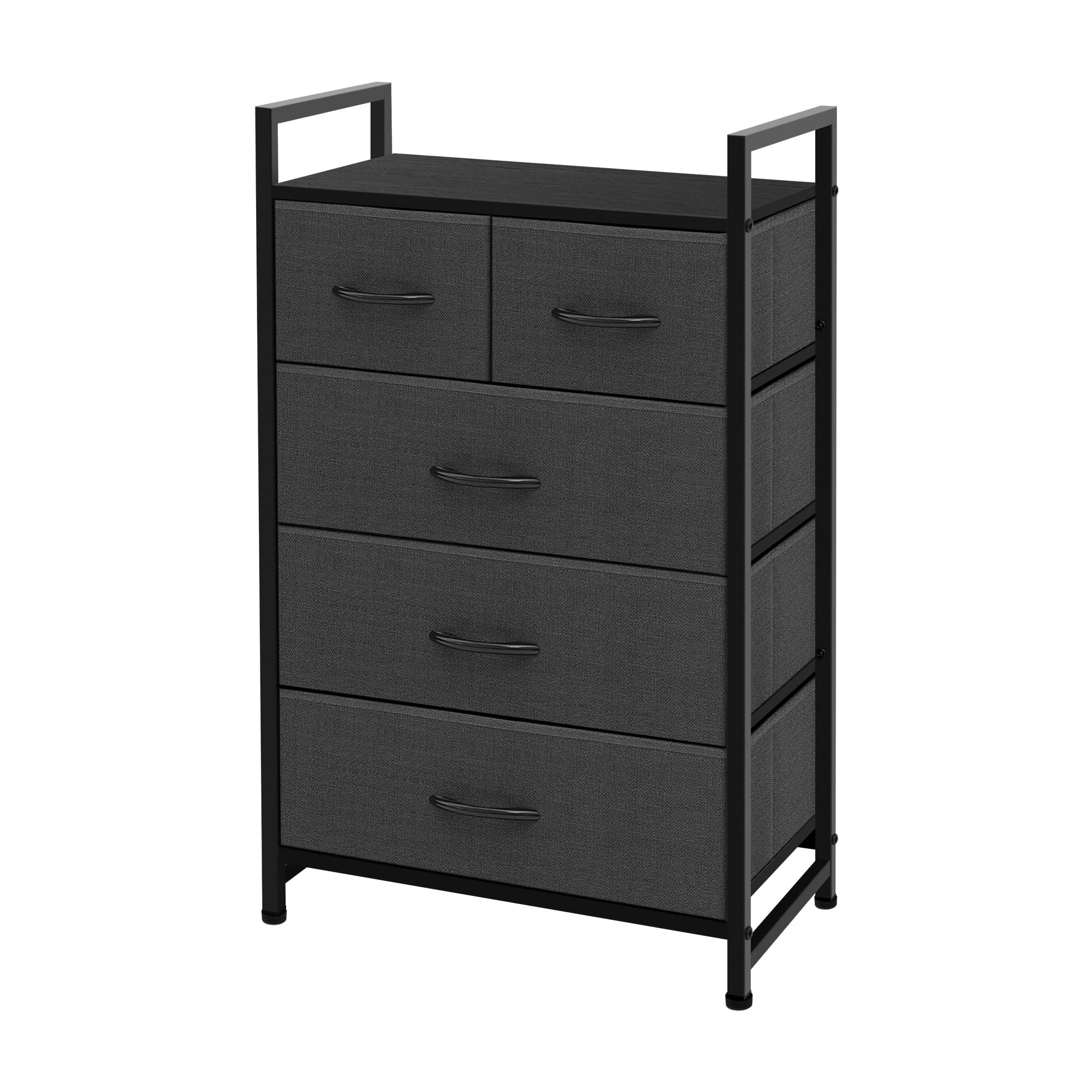 AZL1 Life Concept 5-Drawer Storage Dresser with Removable Fabric Bins - Large Standing Organizer for Bedroom, Office & Living Room - Dark Grey Furniture Unit - Perfect for Closet Organization, Home Decor & Small Space Storage Solutions