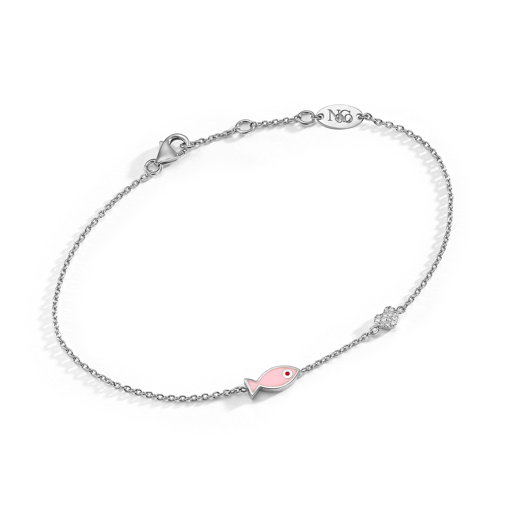 Fish Diamonds Heart Bracelet for Women - Elegant Cubic Zirconia Heart Charm Adjustable Bangle | Perfect Gift for Valentine's Day, Anniversary & Romantic Occasions