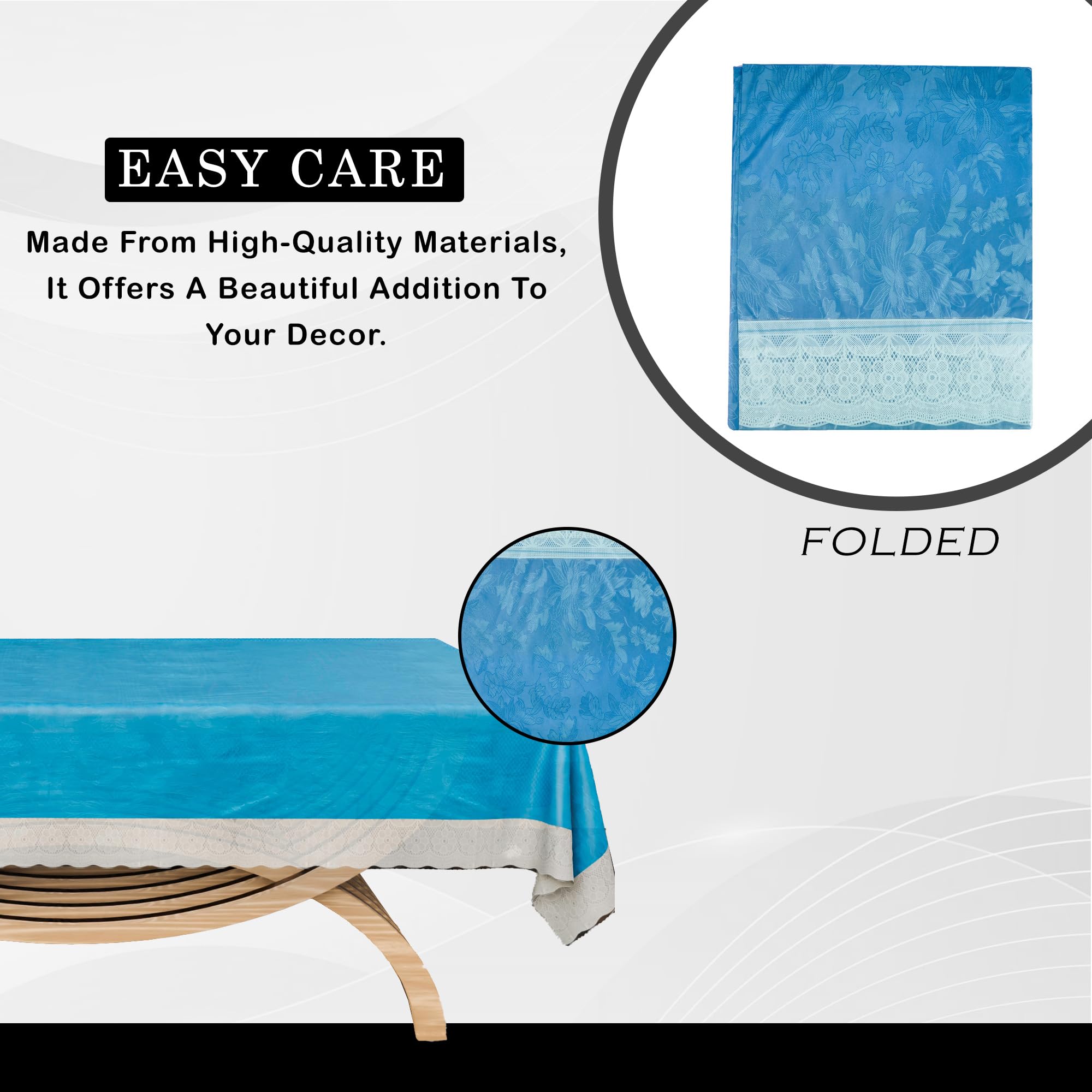 Kuber Industries 40x60 Inch PVC Table Cover - Waterproof Decorative Tablecloth for Kitchen, Dining, Tea Table | 4-Seater Self-Design Green Tabletop Protector | Perfect for Indoor & Outdoor Use, Parties, Daily Dining Protection