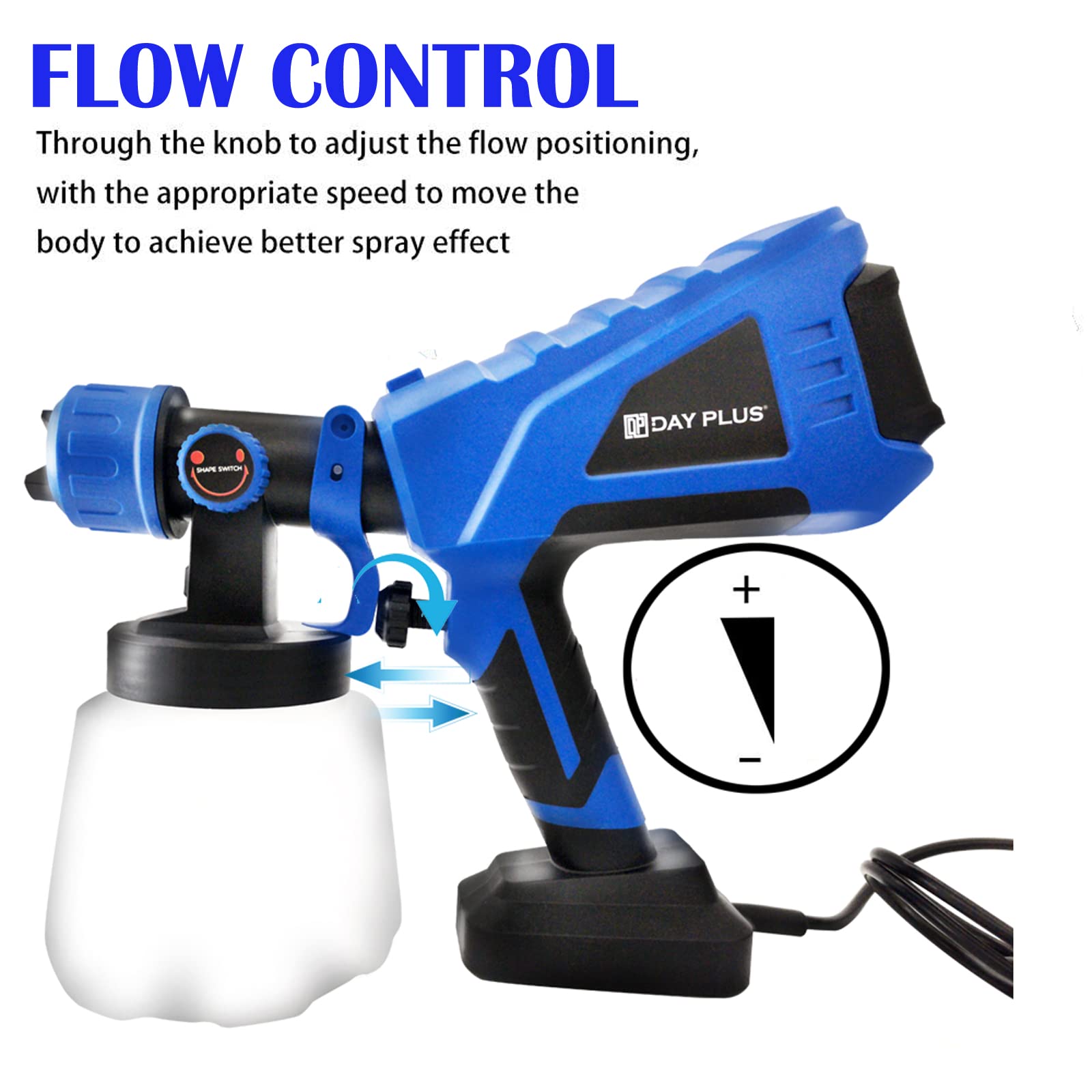 550W Electric HVLP Paint Spray Gun - 3 Adjustable Spray Patterns, Copper Nozzle & 1000ml Detachable Canister - Professional Handheld Sprayer for Walls, Ceilings, Fences, Furniture & DIY Home Projects