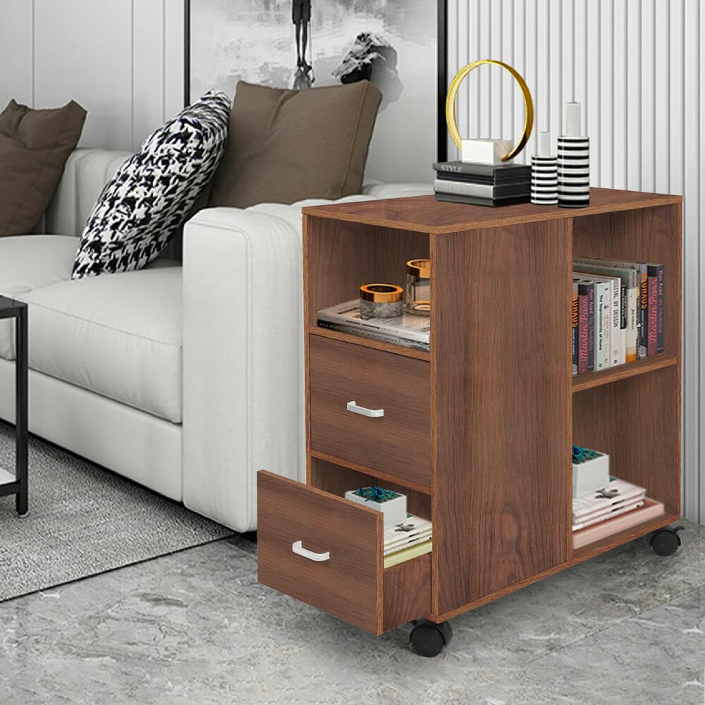 Adjustable Shelf File Cabinet Storage Table - Mobile Nightstand & End Table for Home Office, Bedroom, and Living Room Organization