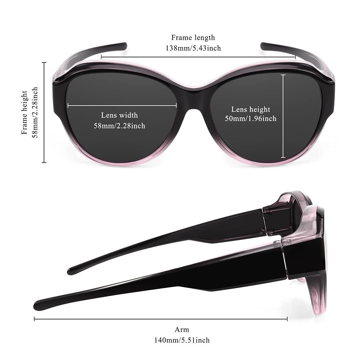 Oversized Fit Over Sunglasses for Women & Men - Polarized Lenses with 100% UV Protection - Perfect for Driving, Outdoor Sports & Everyday Wear