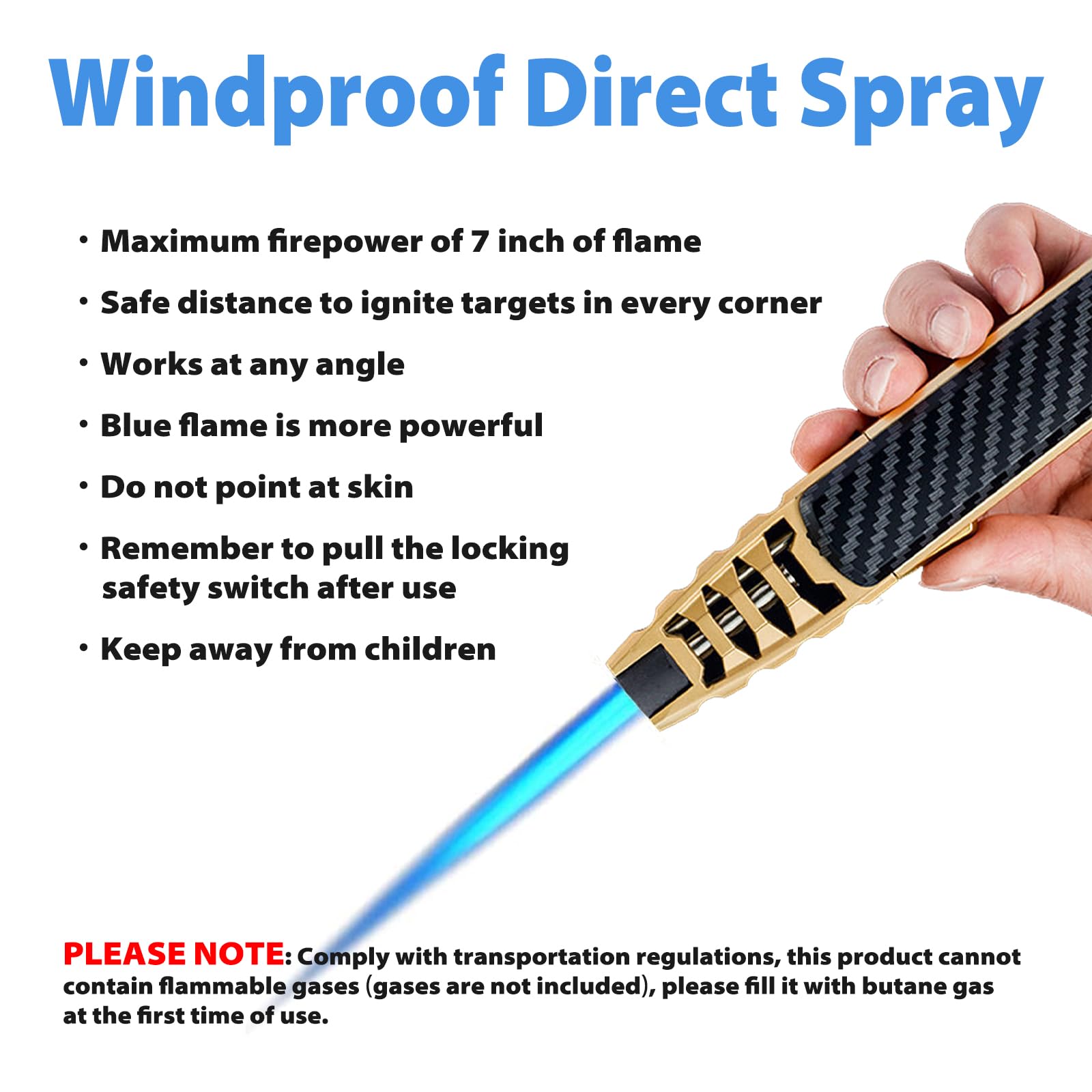 Refillable Butane Torch Lighter - Adjustable Cooking Torch for Kitchen & BBQ (Gas Not Included)