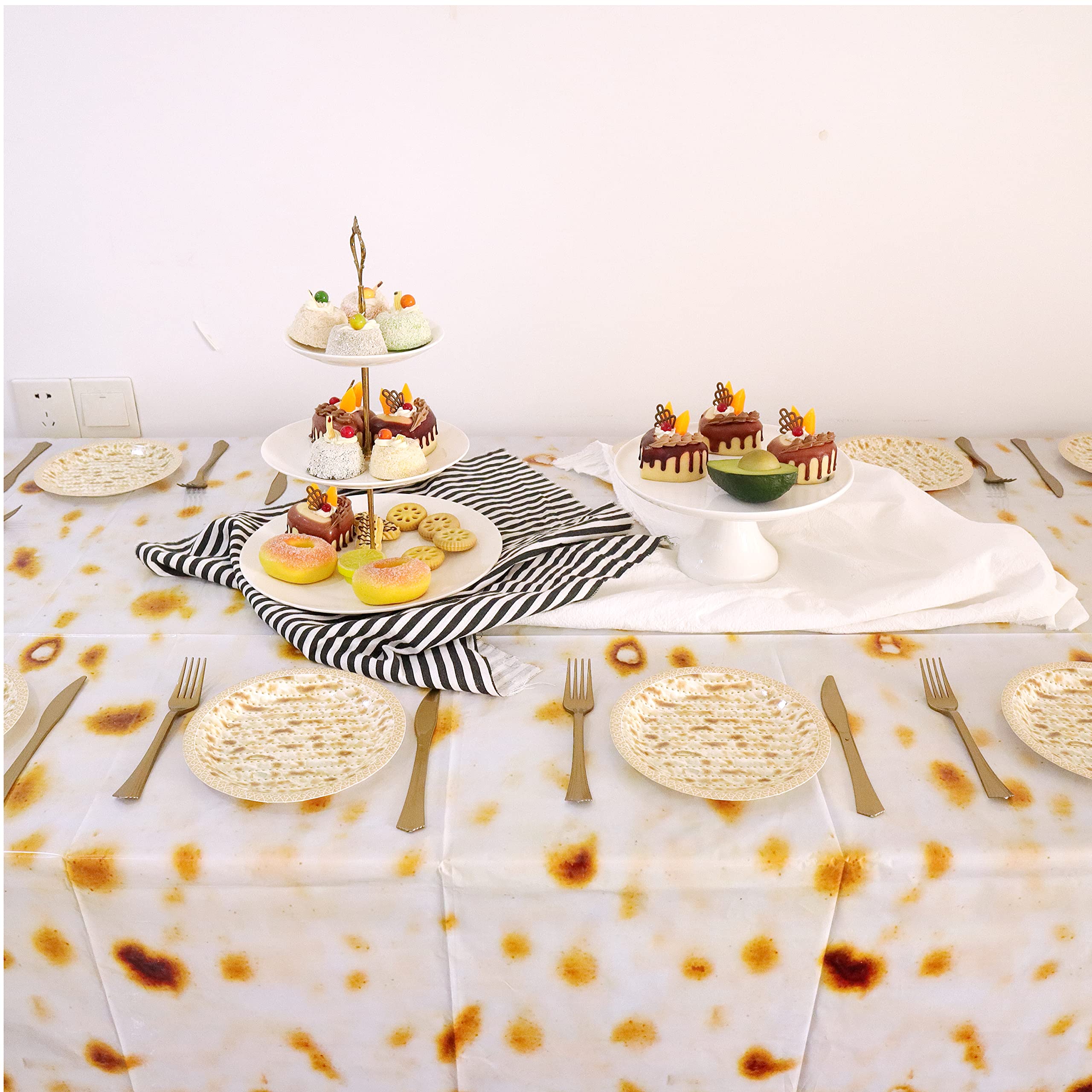 Pandecor 50-Pack Passover Seder Disposable Matzah Design Paper Plates - 7 Inch Elegant Dessert Plates for Jewish Holiday Meals, Perfect for Passover Dinner, Seder Table Setting & Kosher Celebrations