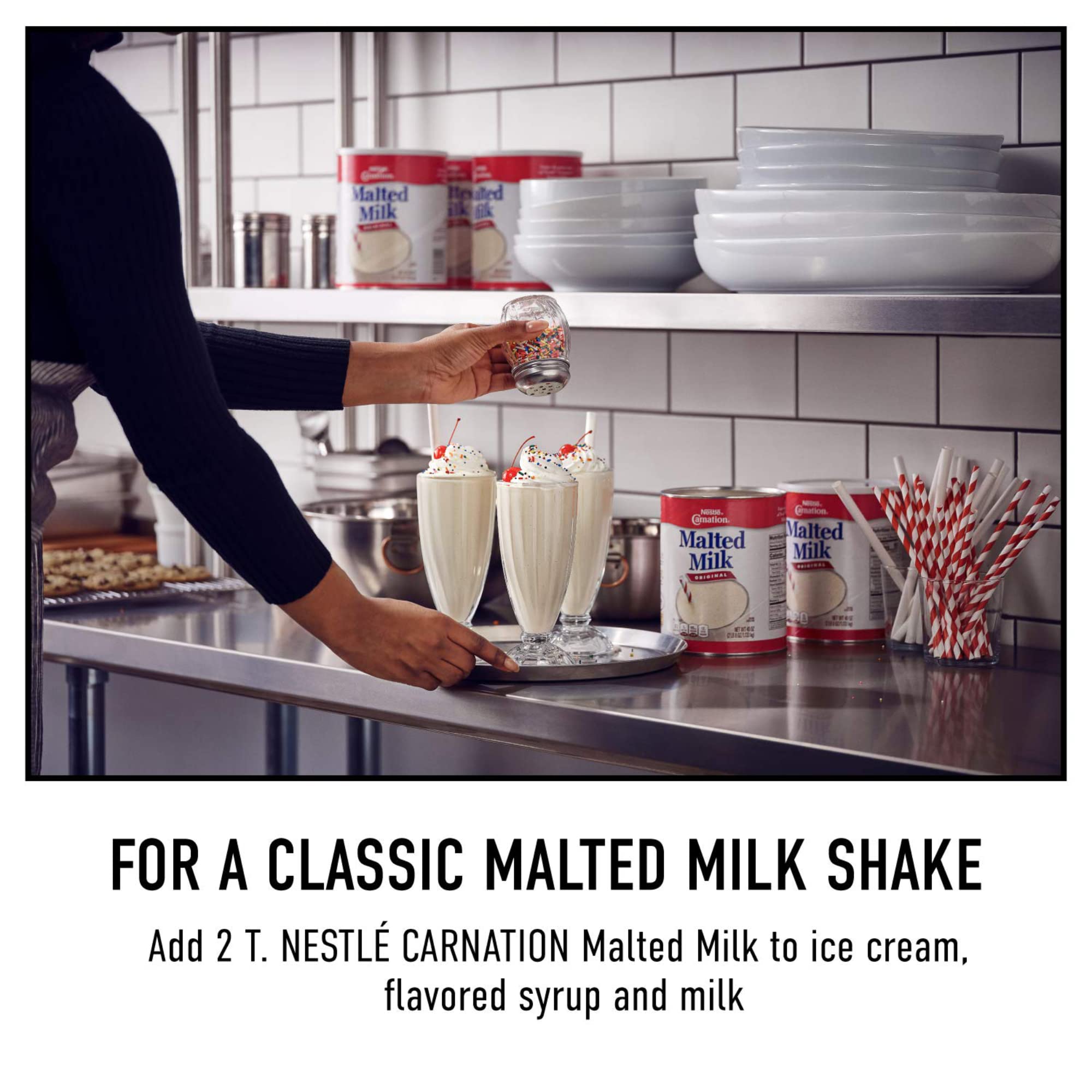 Nestle Carnation Powdered Malted Milk Variety Pack - Original & Chocolate Flavors (2 Pack) with Paper Straws | Delicious Hot or Cold Drink Mix for Breakfast, Baking & Desserts