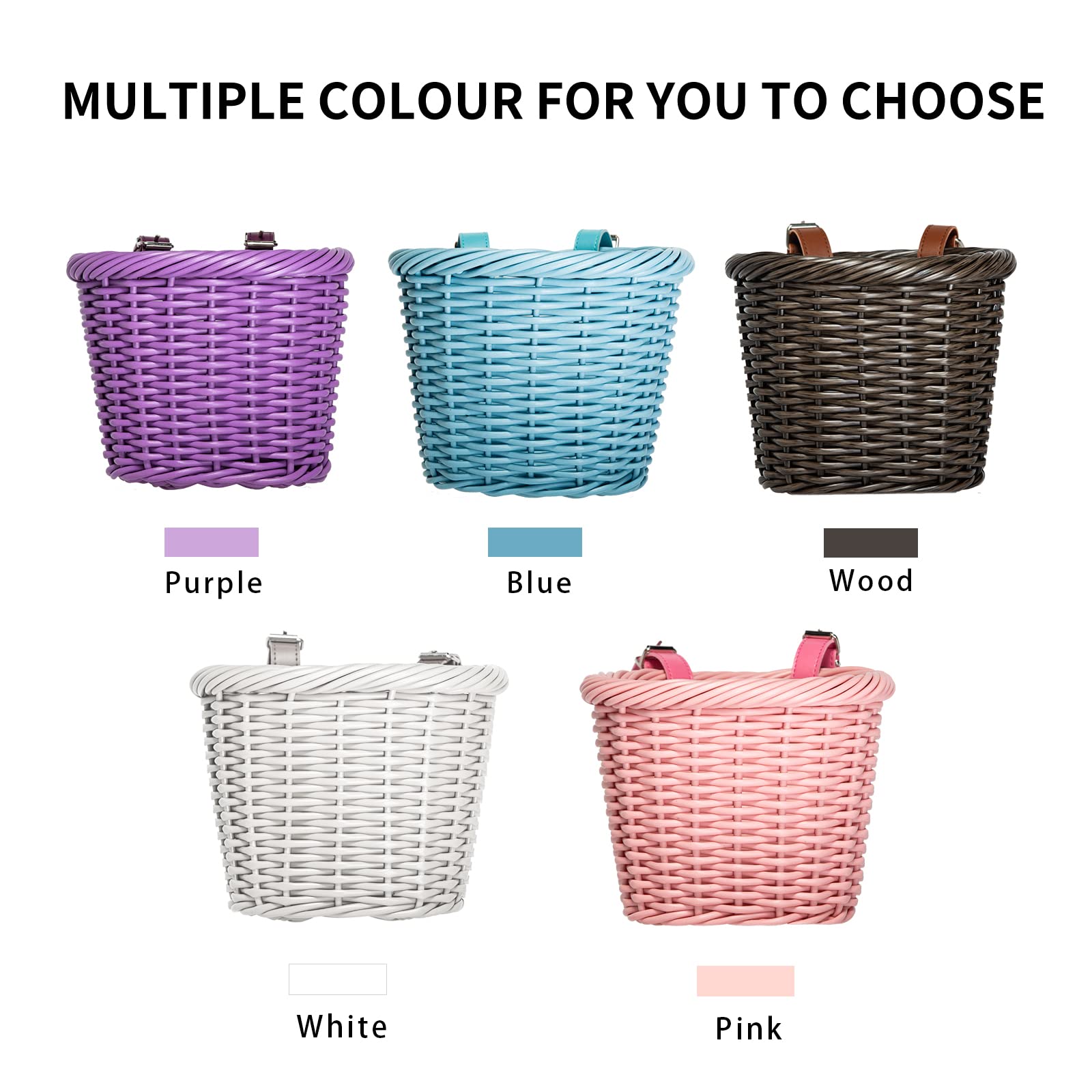 MEGHNA Woven Mini Bike Basket for Kids - Handlebar Basket for Boys & Girls Bicycles and Scooters - Multi-Color Options - Perfect for School, Park Rides, and Errands